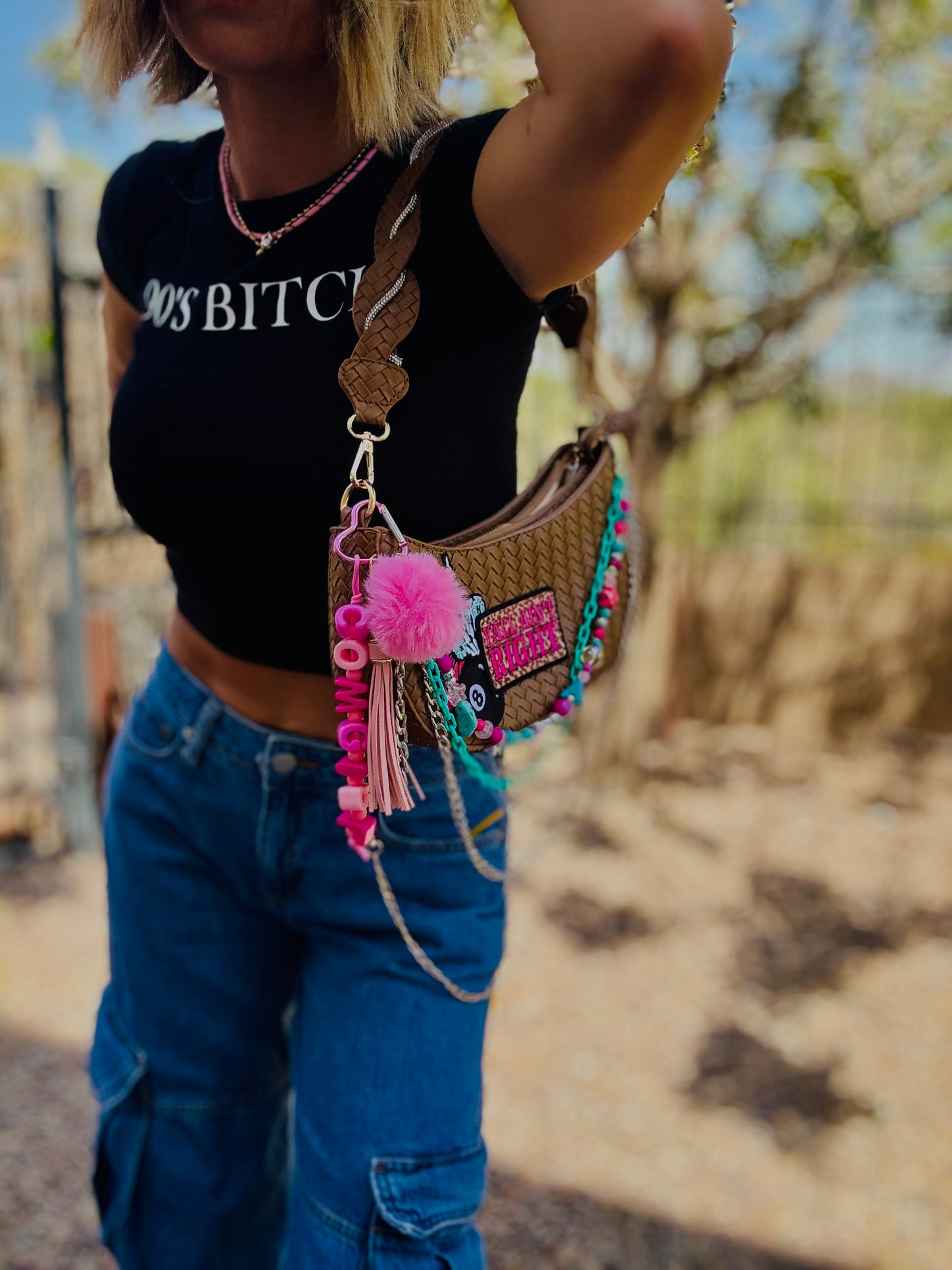 CC-  Yall ain’t right neon + Braided modern Shoulder Bag￼ *THE SAMANTHA** 2 straps