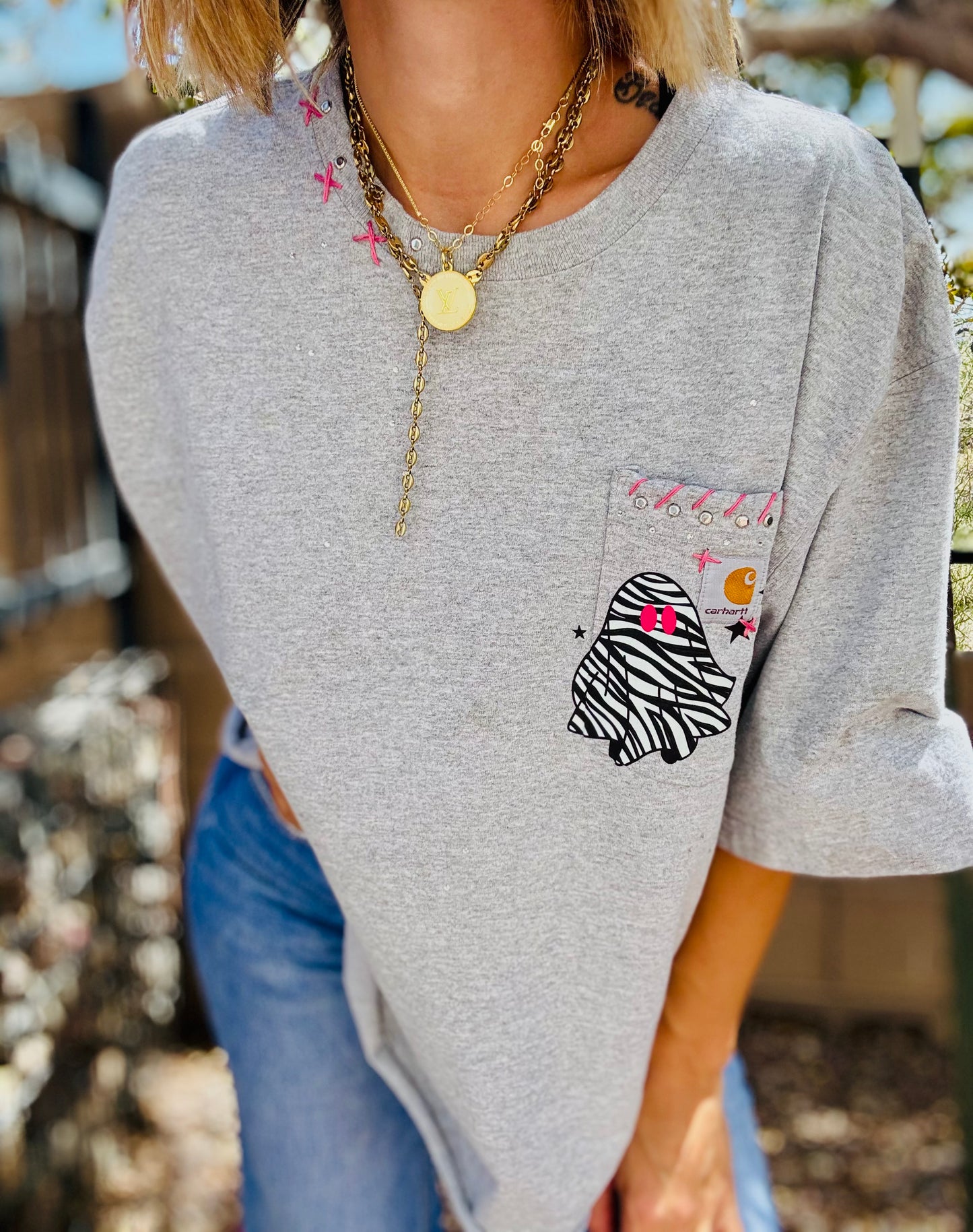 MD- grey zebra ghostie+HUSBAND POCKET SHIRT -XL
