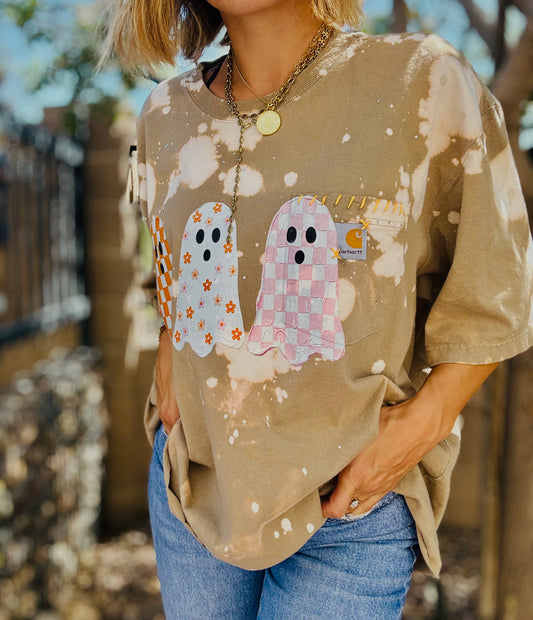 MD-3 cute GHOSTIES -HUSBAND POCKET TEE XL CROPPED CUT