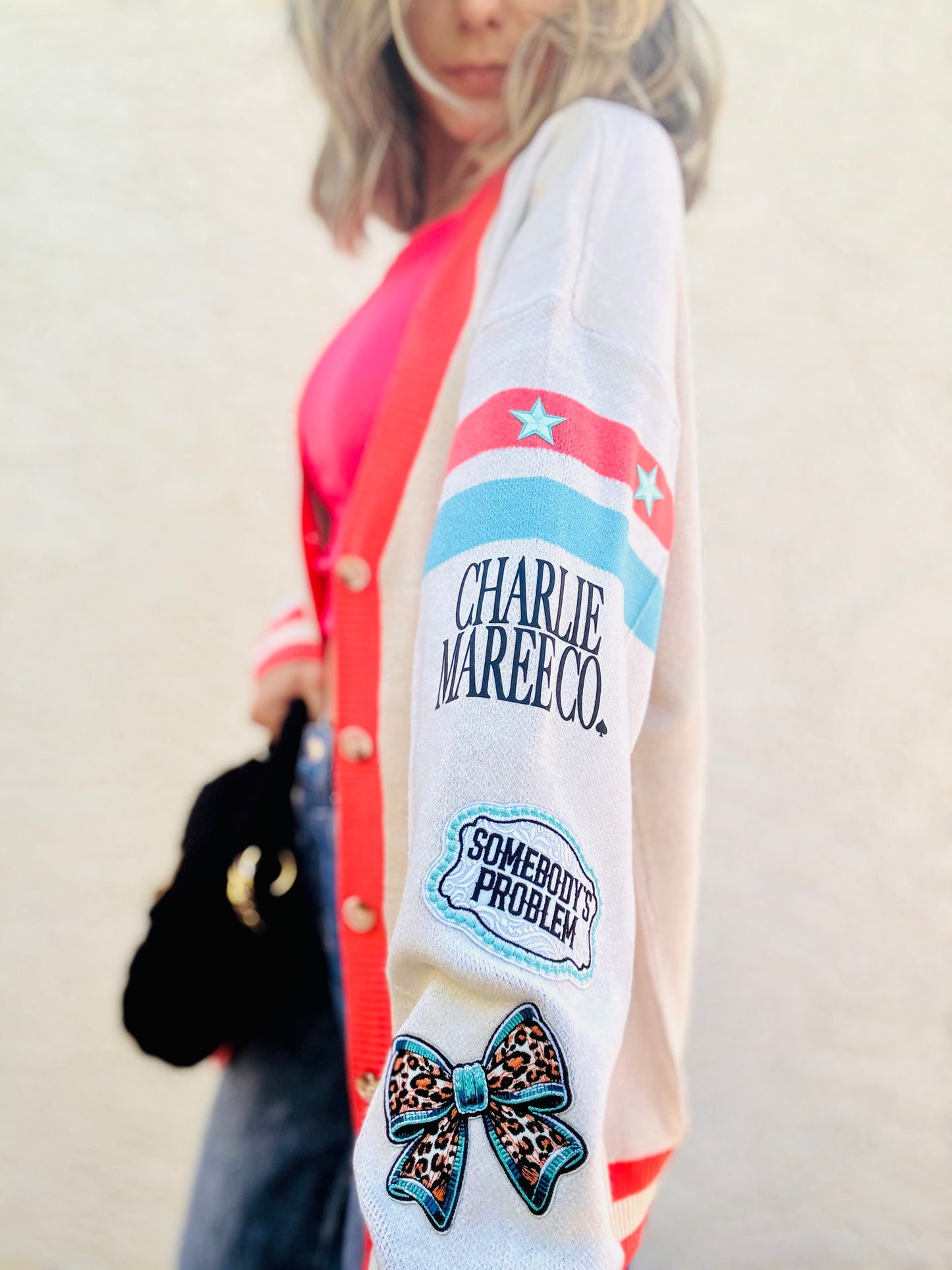 BBH-CHERRY BOMBER CARDIGAN + somebody’s problem Teal +￼ CM CO. babes