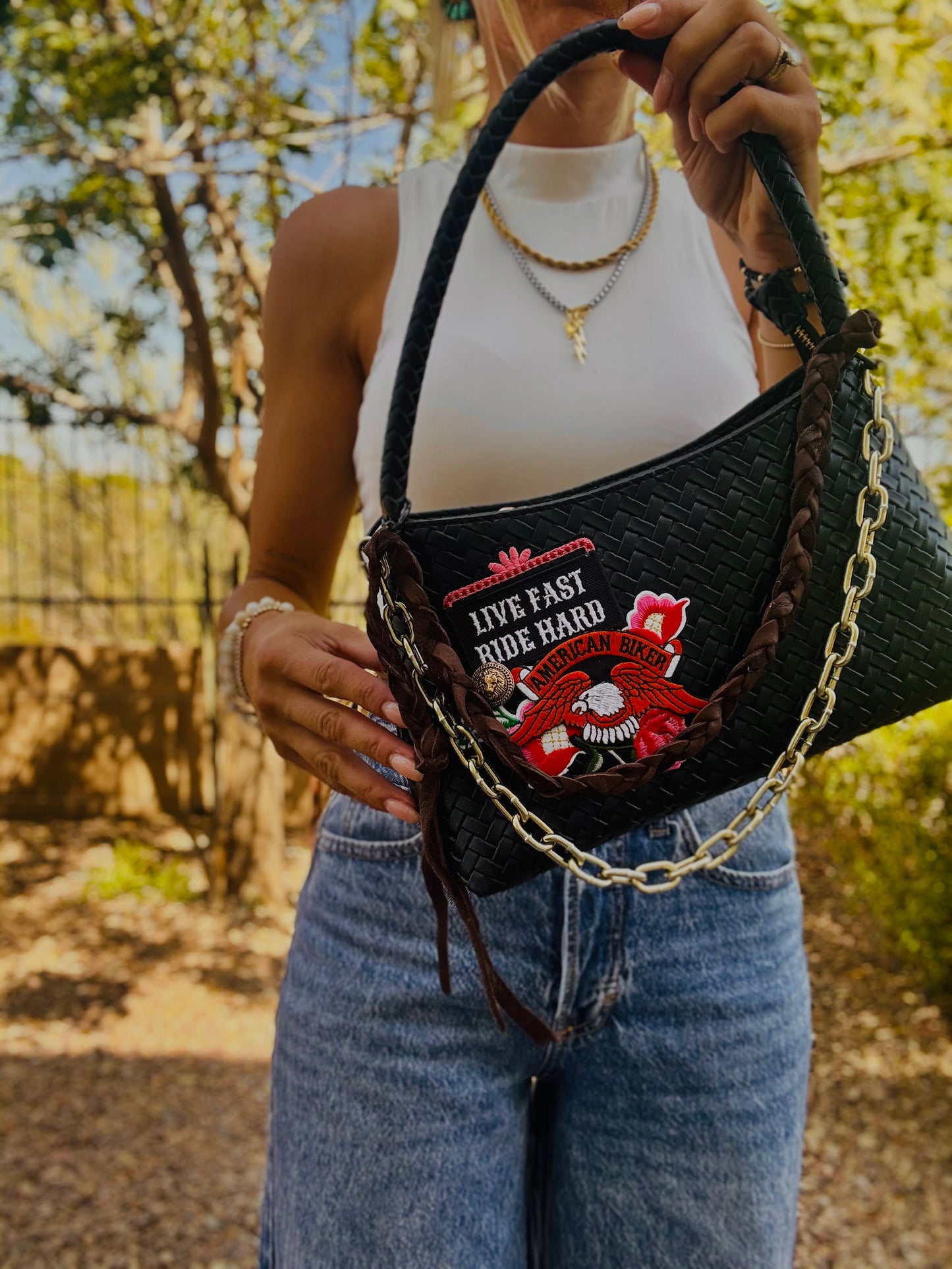 UM-LIVE FAST RIDE HARD +Modern Shoulder Bag￼ *THE CARRIE**
