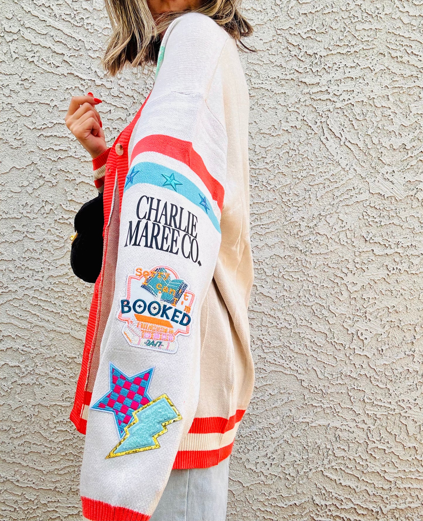 BBH-CHERRY BOMBER CARDIGAN +sorry I’m BOOKED  +￼ CM CO. babes