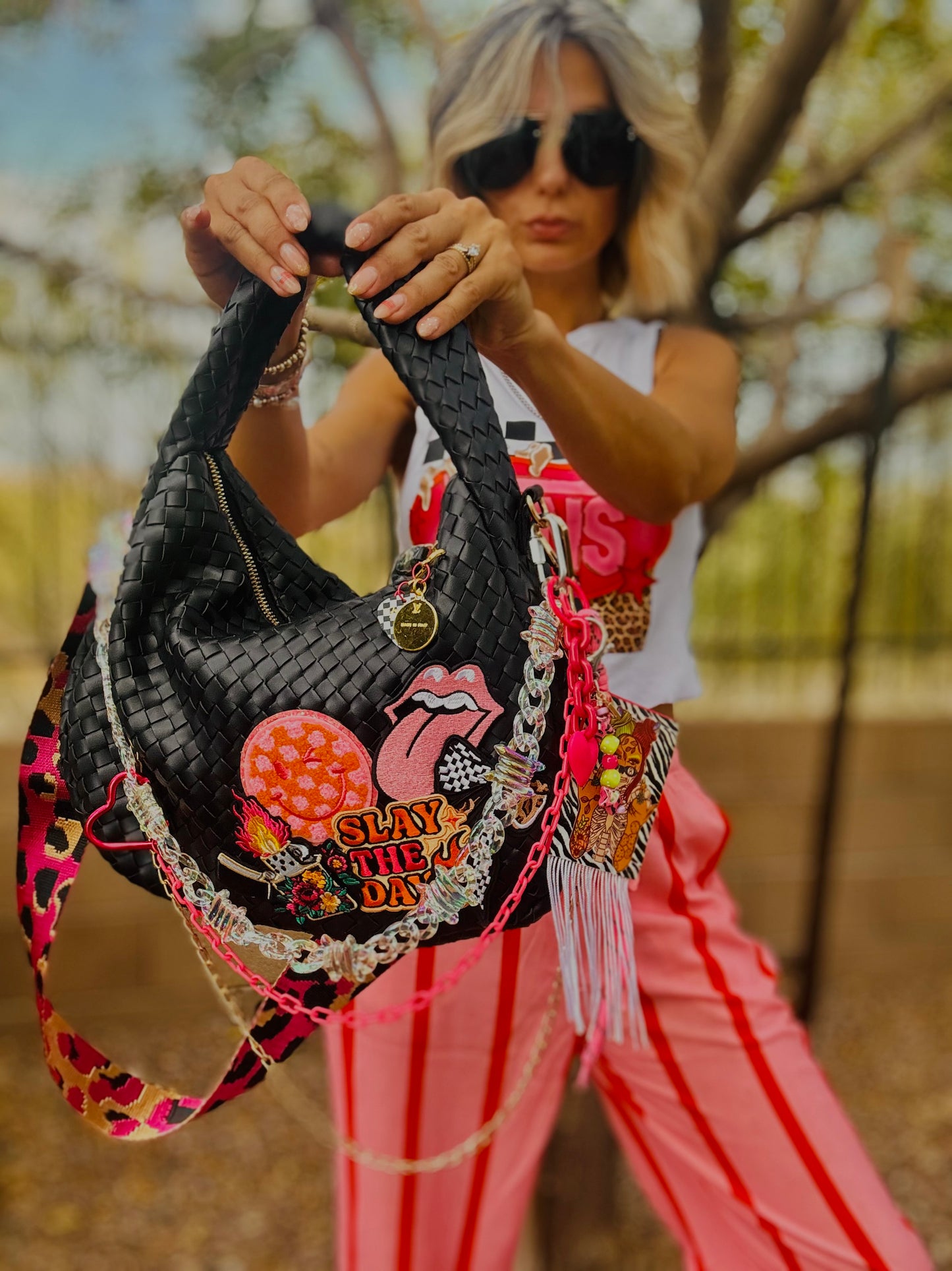 CO-  slay the day pink neon baddie  + CHANDLER BAG* comes with 2 straps worn 3 ways