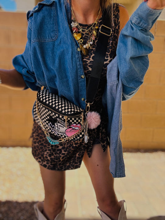 LF-wild soul take it easy turquoise center chain -black checkered OG+PHOENIX BAG