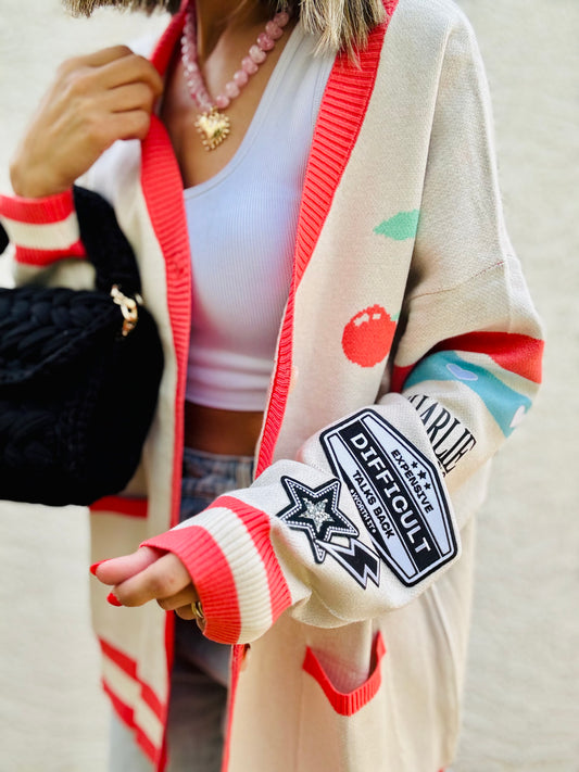 BBH-CHERRY BOMBER CARDIGAN + expensive, difficult talks back,  +￼ CM CO. babes