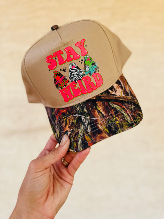 BOO- Rad stay weird print ghosties -vintage canvas CAMO snapback