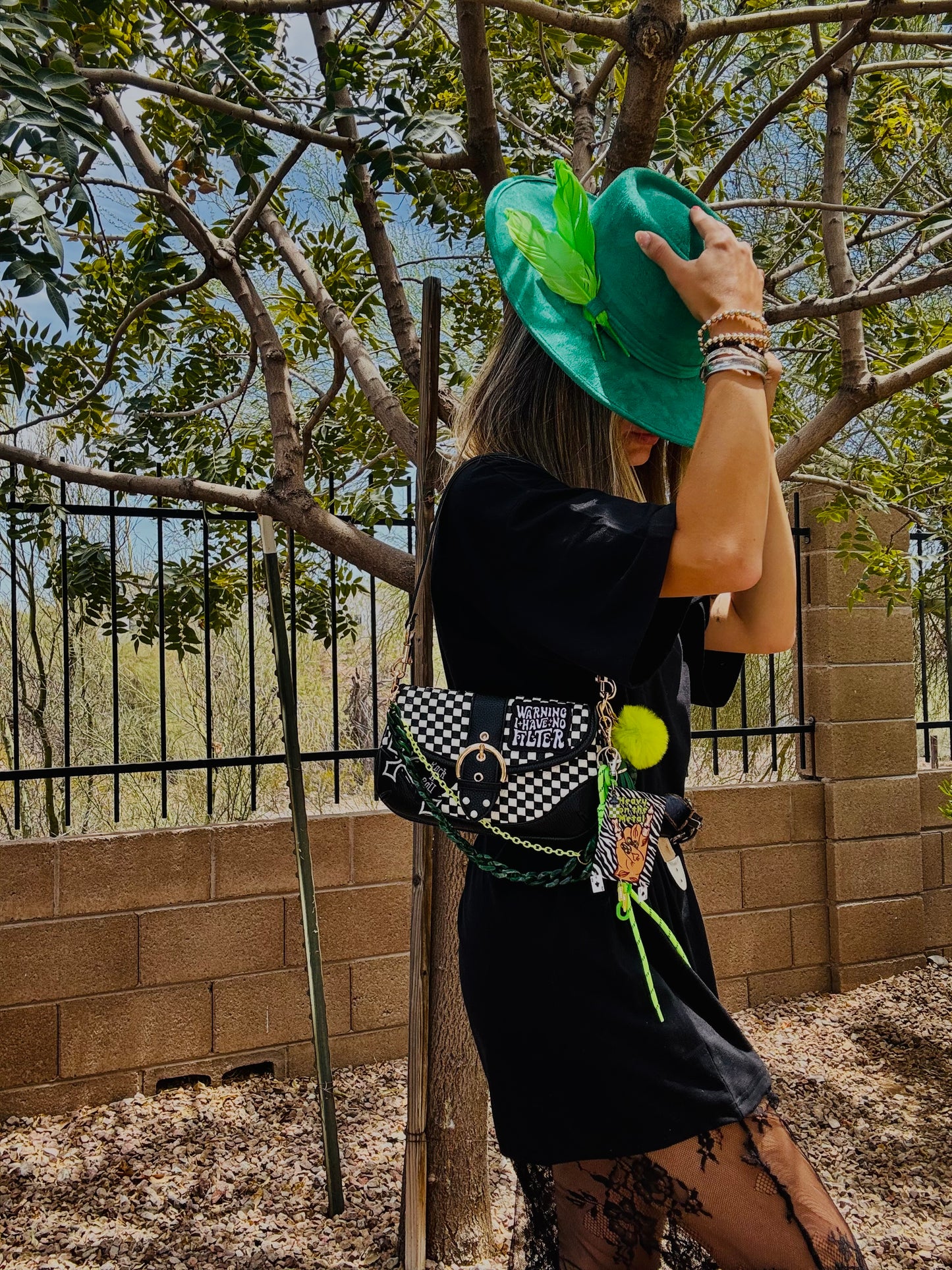 CO-neon heavy metal grunge +2-1 ** The Peoria** 3 STRAPS INLUDED - can be worn 4 ways