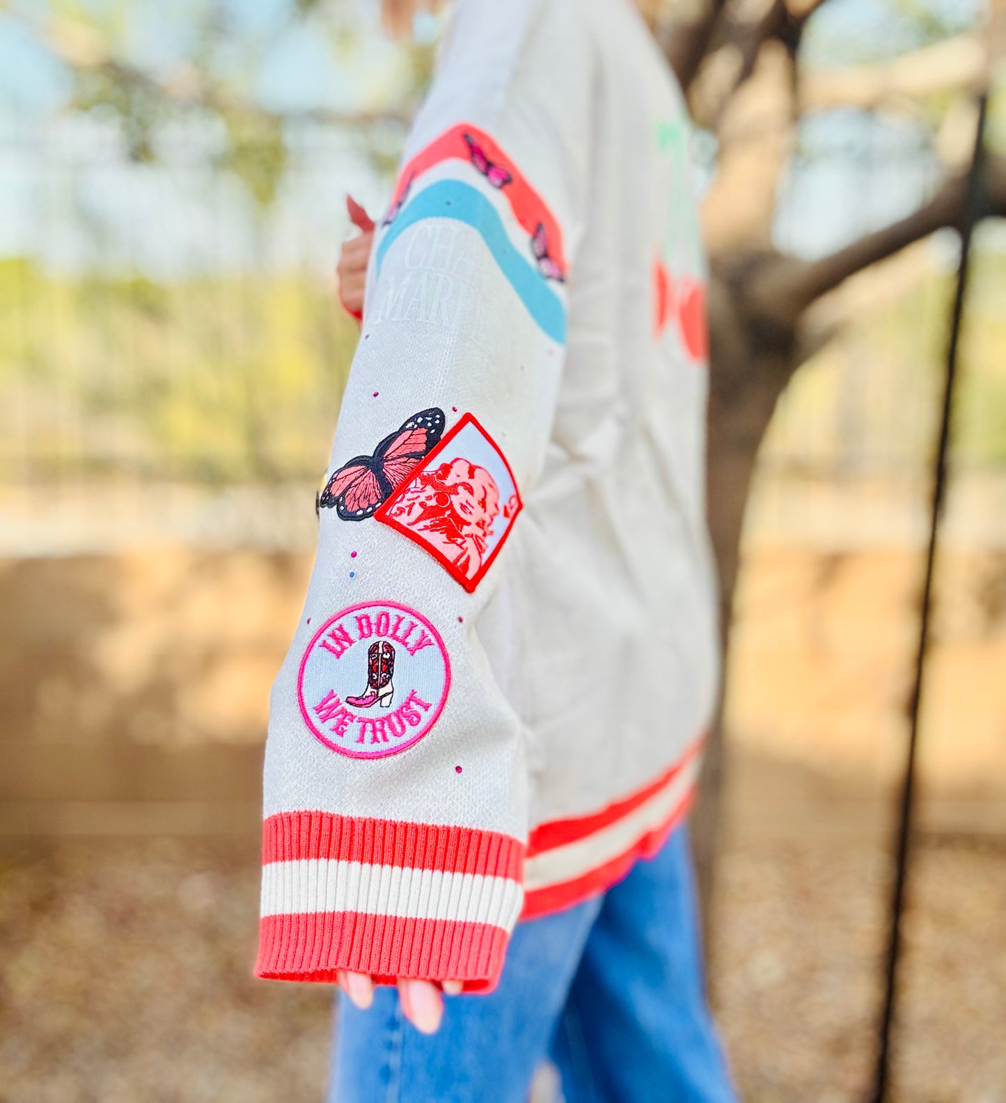 NC-CHERRY BOMBER CARDIGAN + PINK DOLLY + MEDIUM