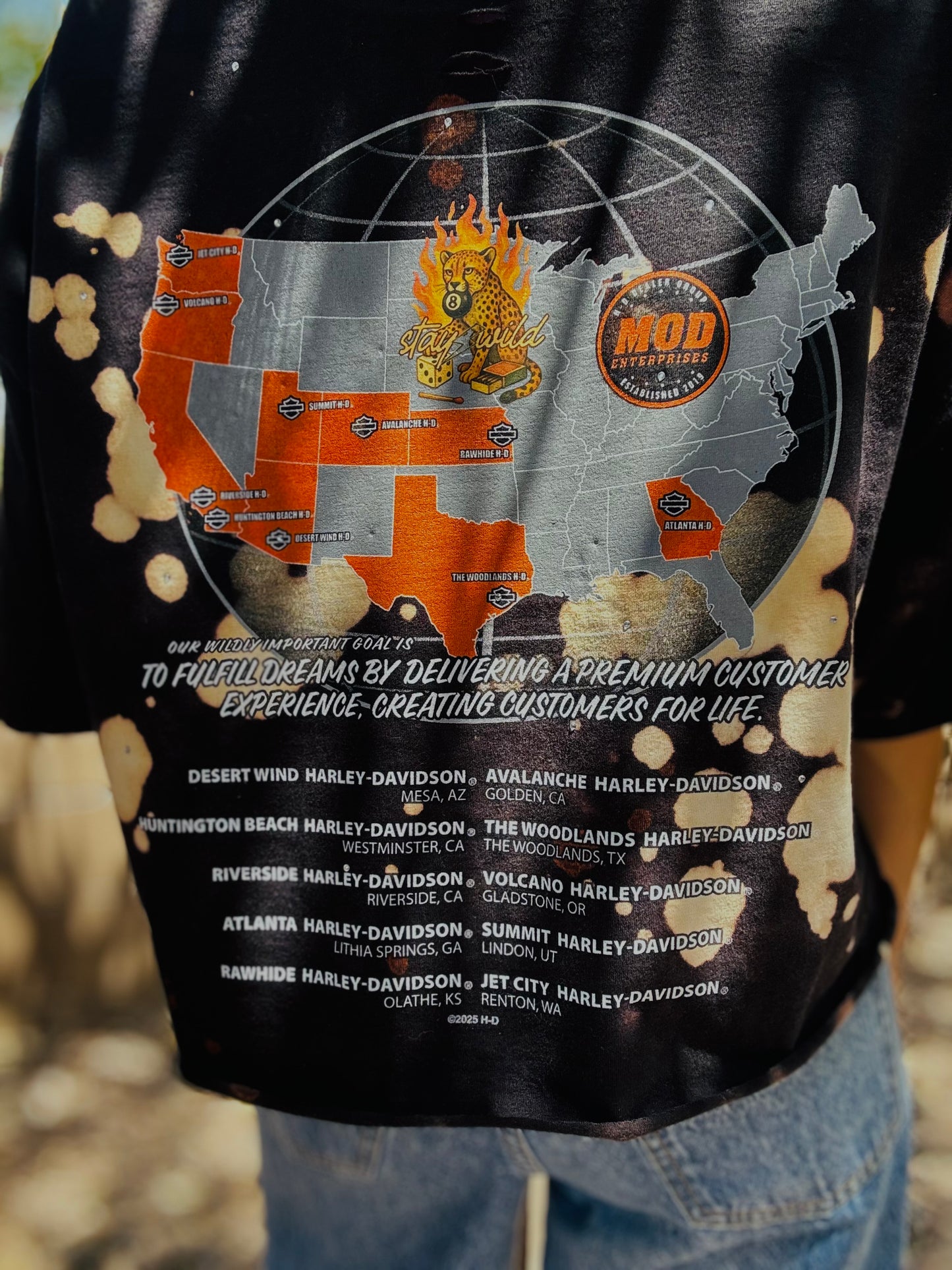 HD-AUTH TAG VINTAGE HD MESA AZ STAY WILD LEOPARD ON MAP - MENS XL