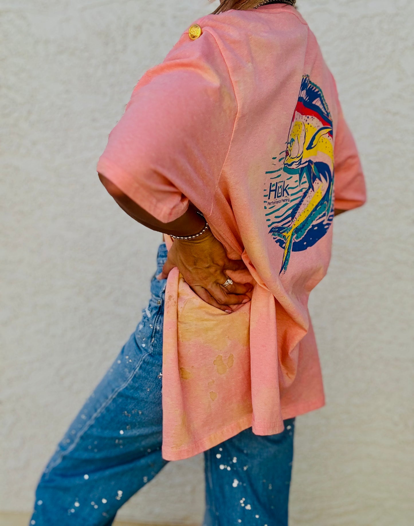 HD-PINK FISH BABE- DAD KIMONO TEE MENS LARGE