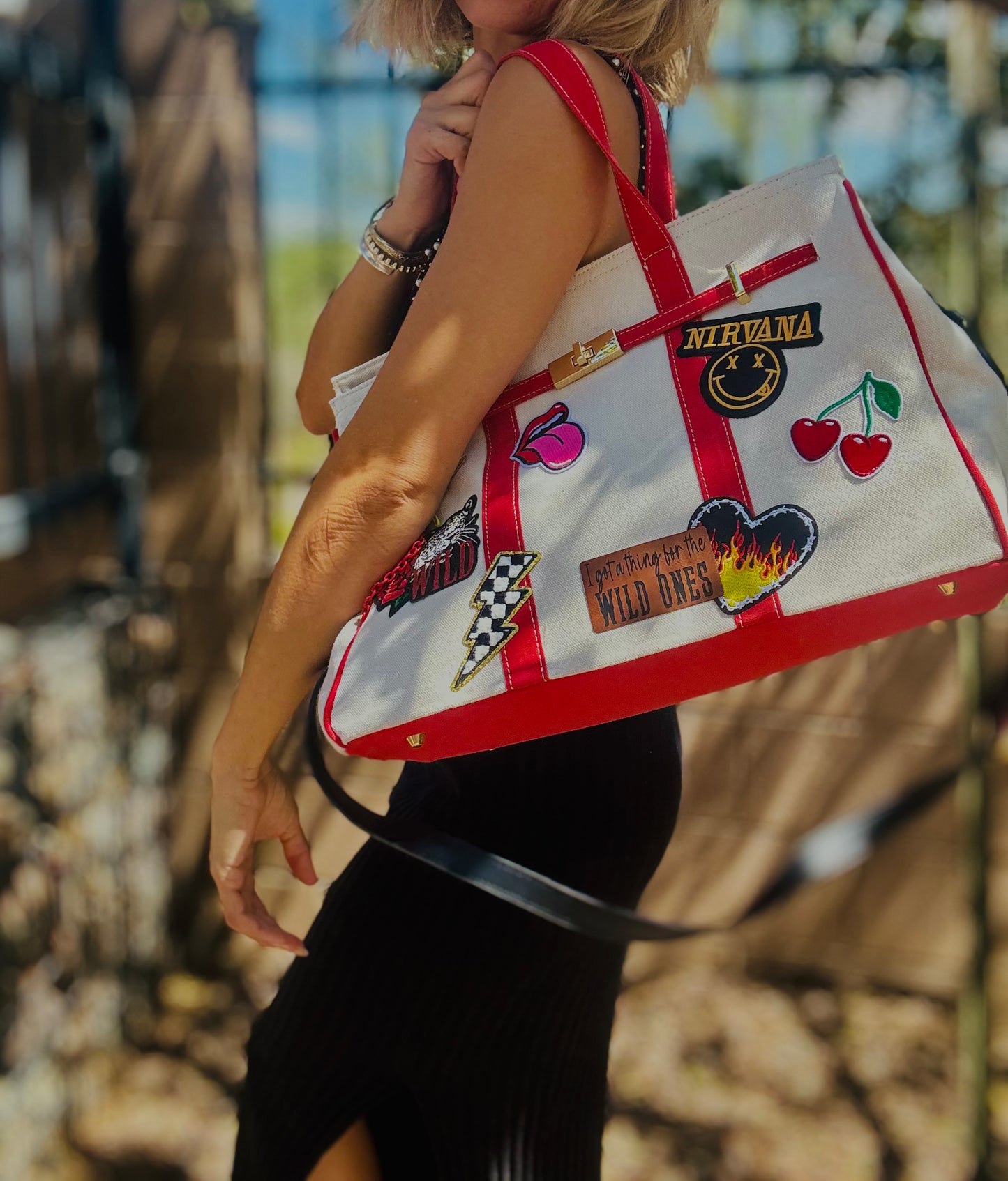RTS-wild ones band groupie -Carry all  TOTE canvas- with satin lining interior