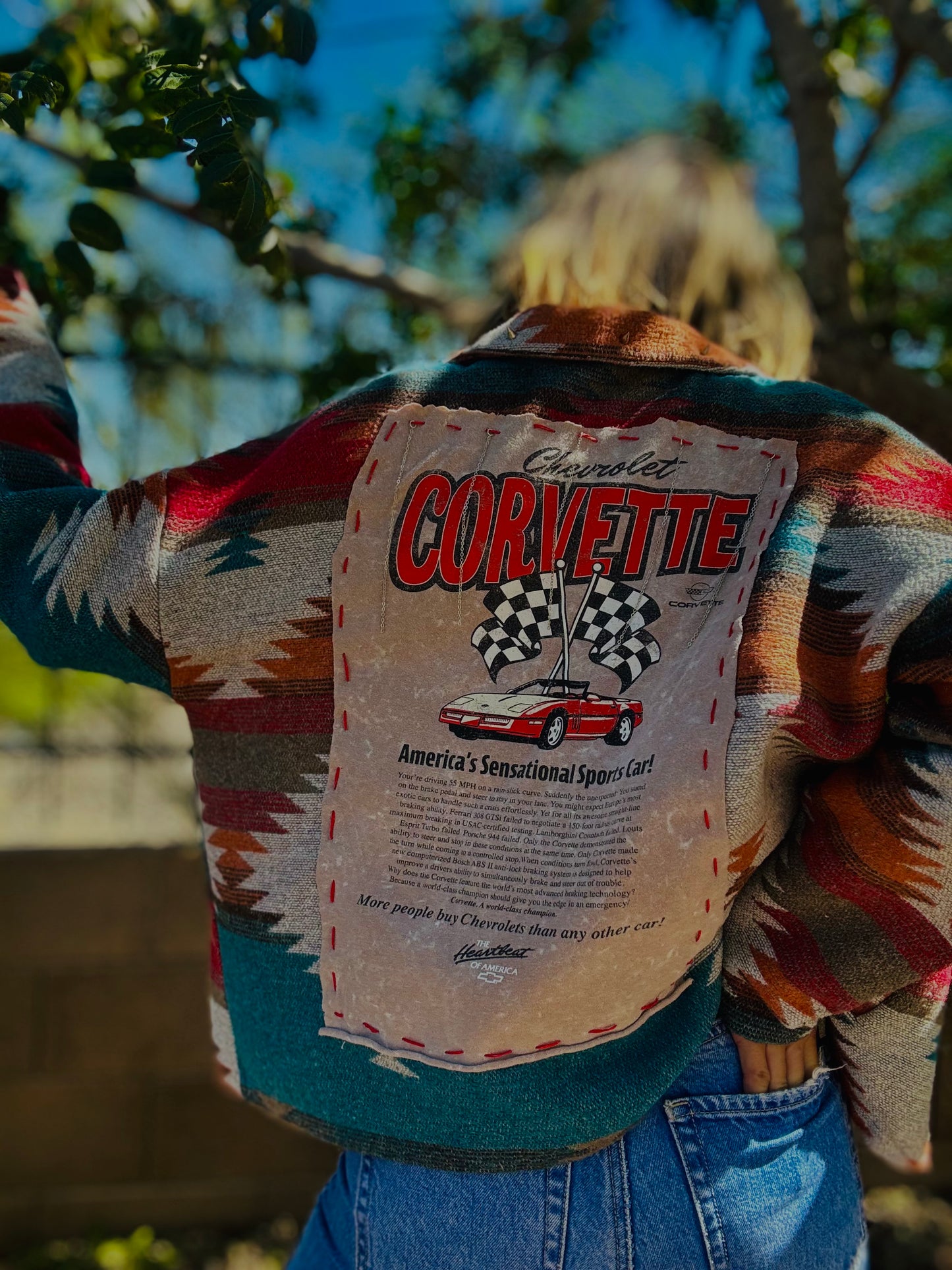 CD-retro car jacket - Size Small thick Aztec blanket loose crop fit