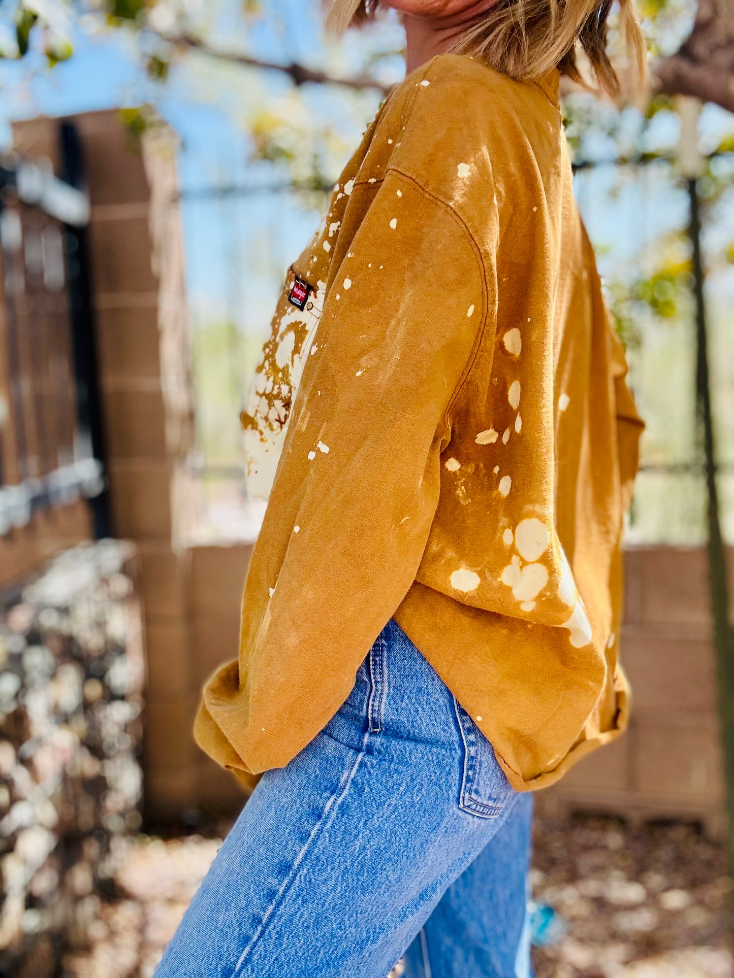 MD- vintage season of the witch  +HUSBAND Ling sleeve POCKET SHIRT -2XL CUT CROP SLOUCHY