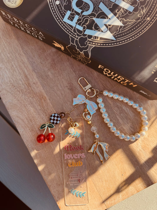 BBC-hand beaded+ book lovers club, checkered cherries 