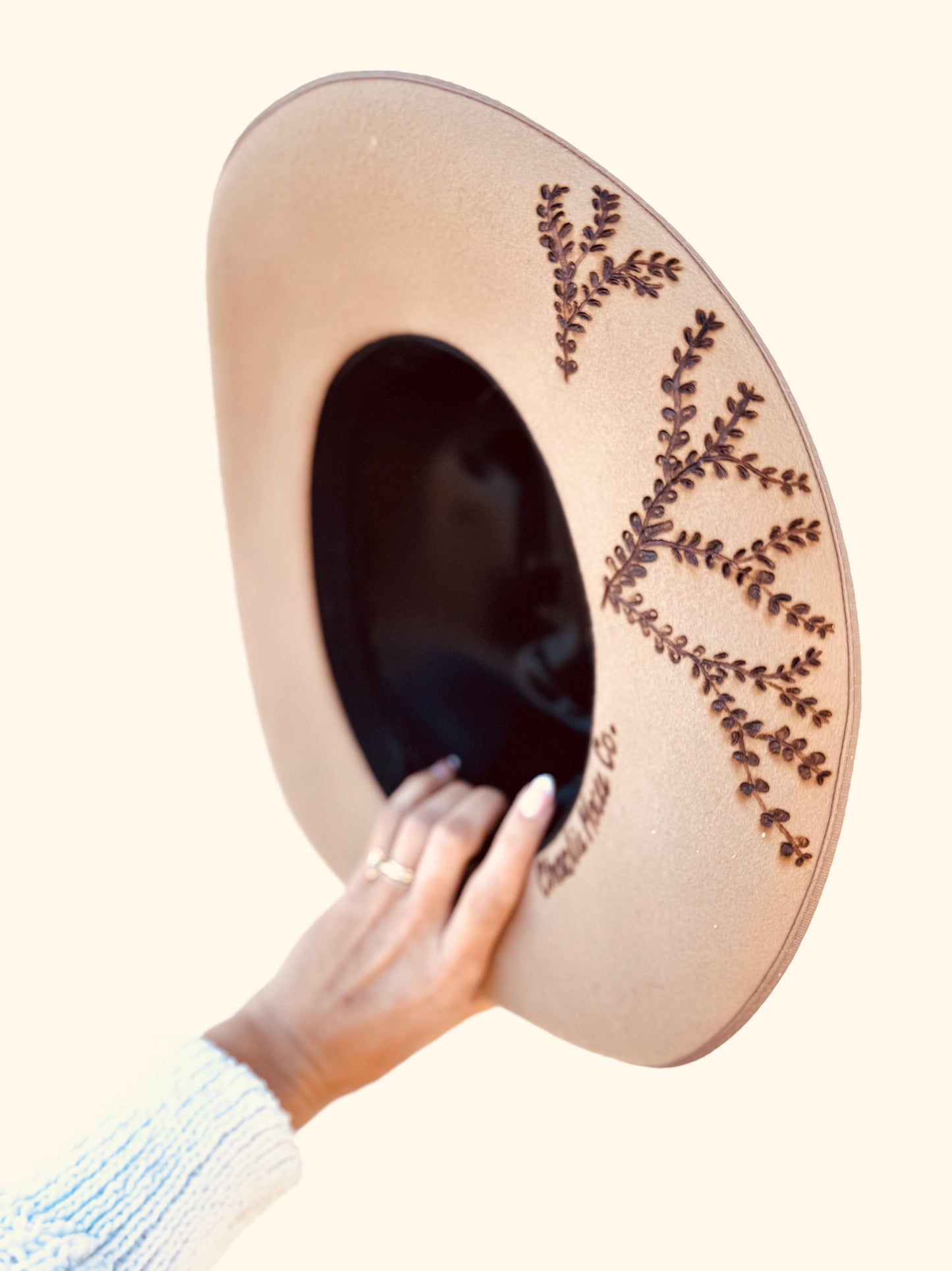 NU-Wild willow +Hand burned Taupe Coastal Mini   COWGIRL BRIM