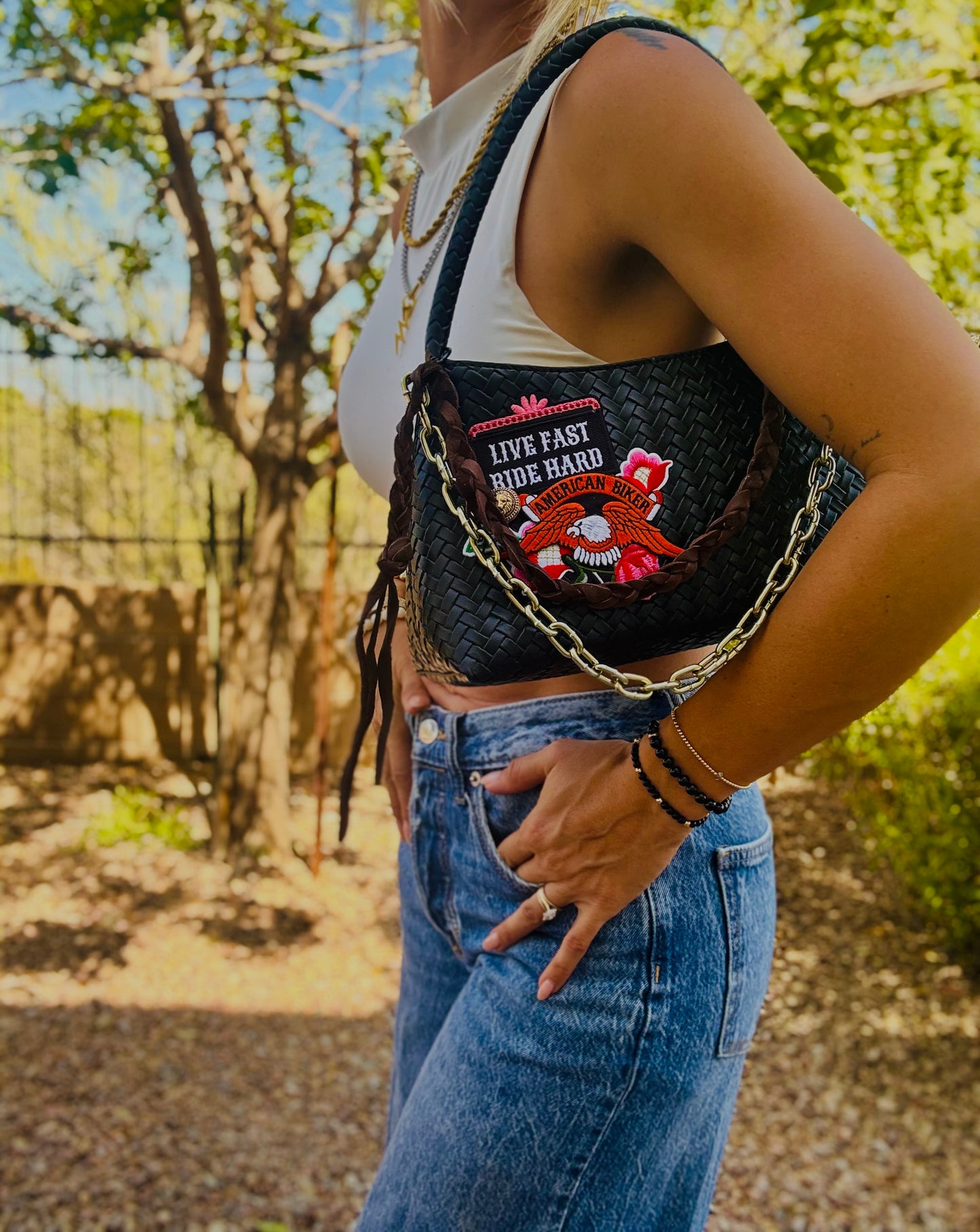 UM-LIVE FAST RIDE HARD +Modern Shoulder Bag￼ *THE CARRIE**