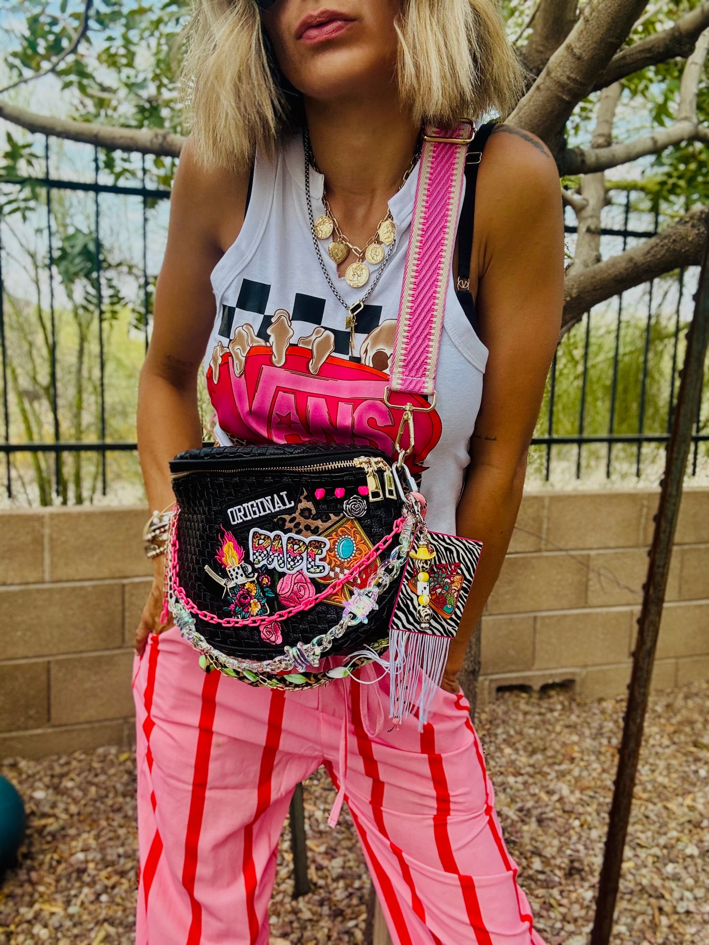 CO-ORIGINAL-BABE  XL PHOENIX BAG black checkered - 2 straps included