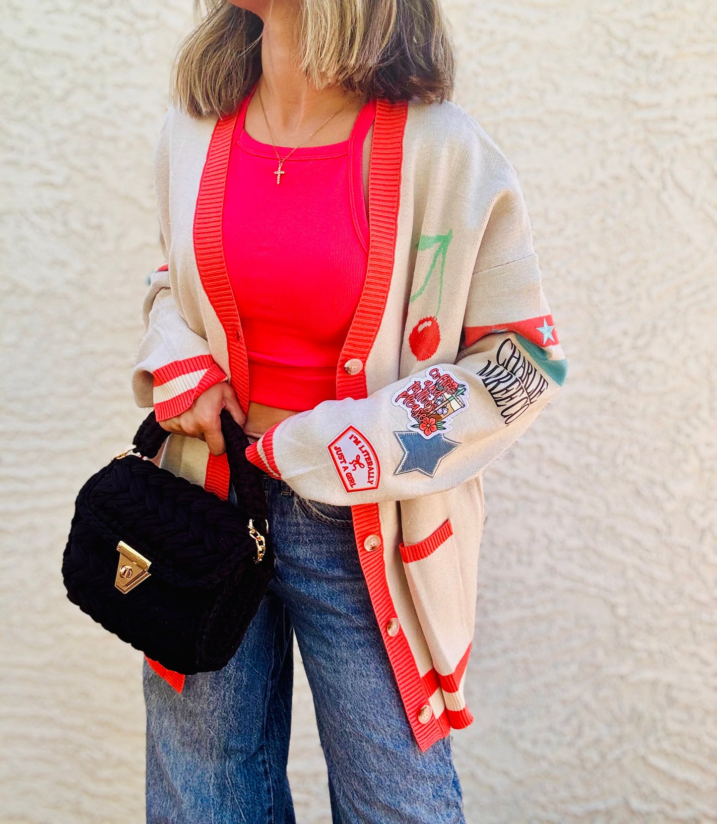 BBH-CHERRY BOMBER CARDIGAN + coffee, and tattoos please literally just a girl +￼ CM CO. babes