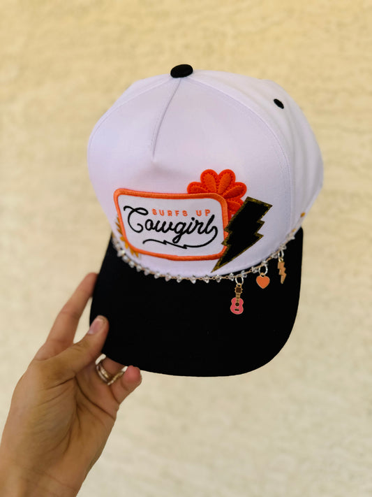 CM CO. Surfs up cowgirl and charm chain vintage Trucker
