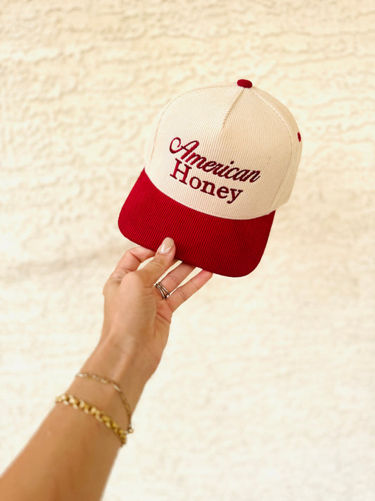 VT- AMERICAN HONEY maroon  Premium Corduroy vintage SnapBack