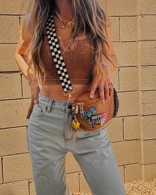 RH-BORN TO BE WILD CHECKERED PINK OG+PHOENIX BAG