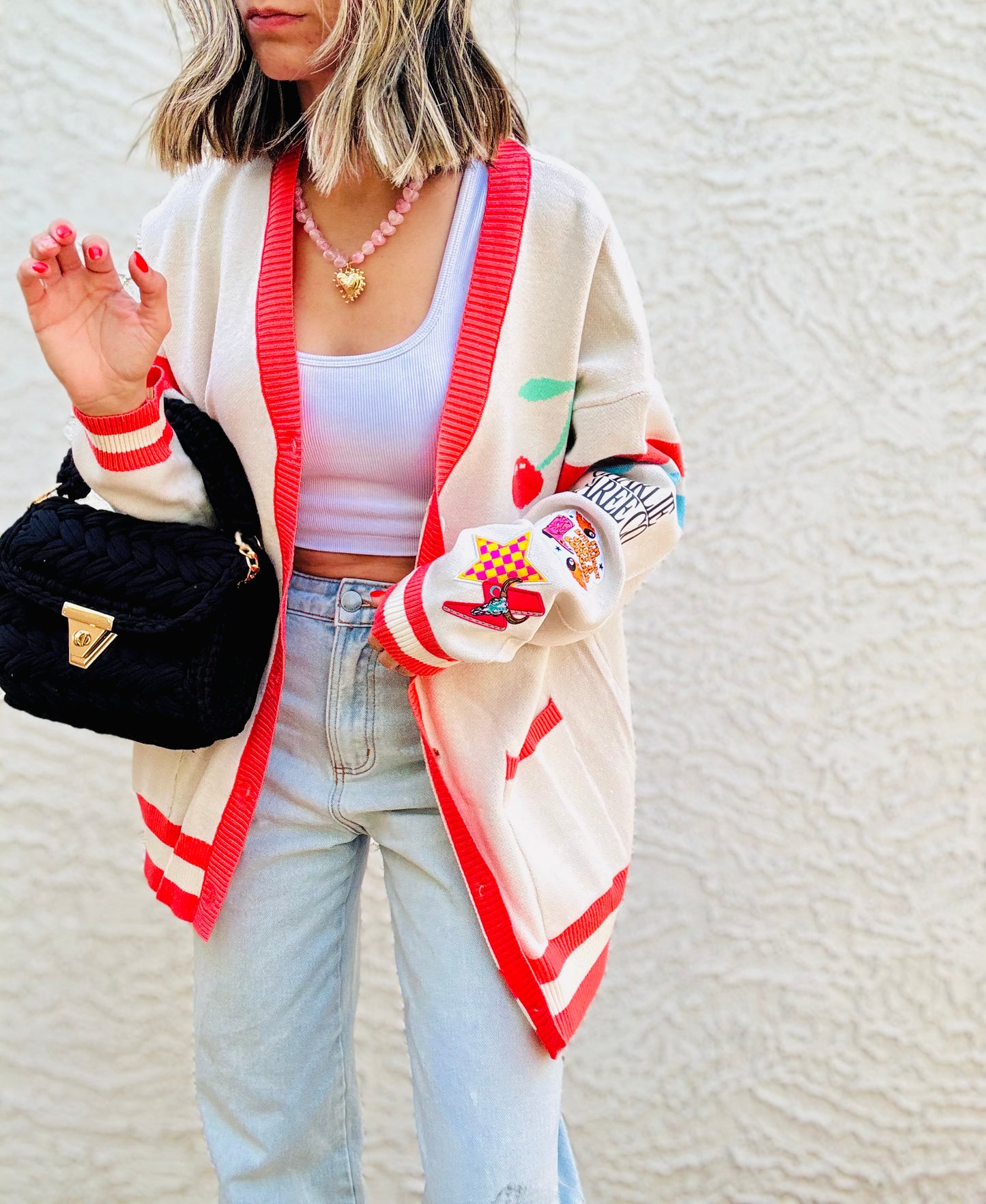 BBH-CHERRY BOMBER CARDIGAN + i’m literally just a cowgirl, pink bull skull+￼ CM CO. babes