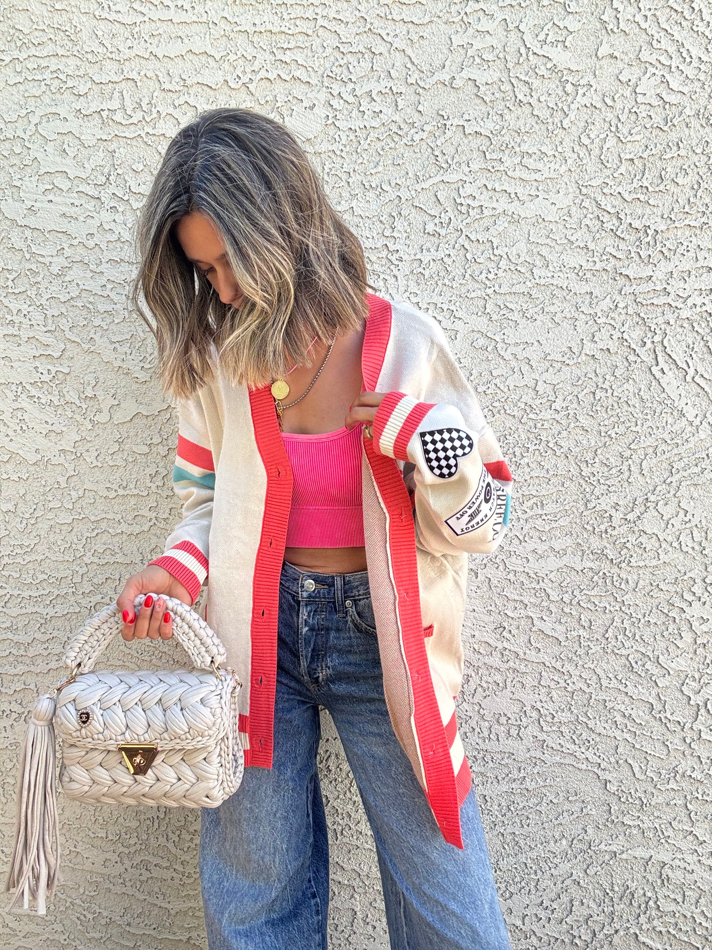 BBH-CHERRY BOMBER CARDIGAN + match, energy, checkered-CM CO. babes