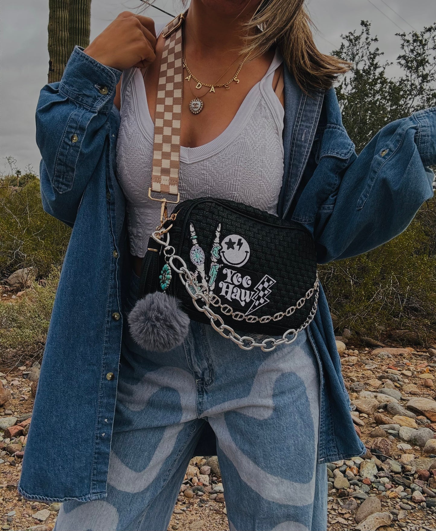NY - YEE HAW TURQUOISE BADDIE-black OG *Page Bag*2 straps included