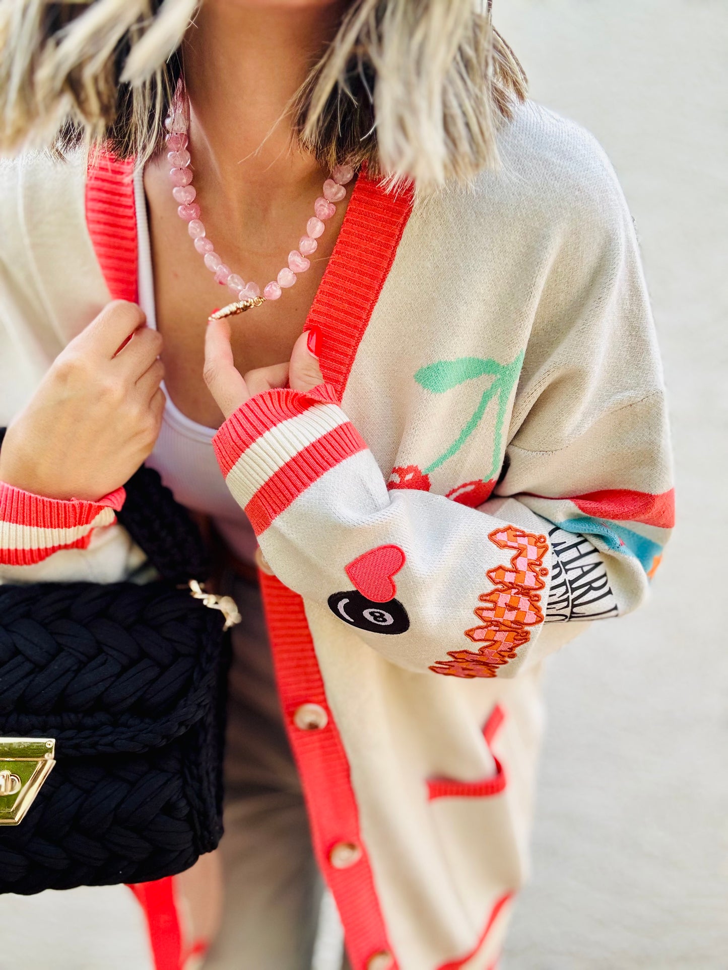 BBH-CHERRY BOMBER CARDIGAN +retro flame mama  +￼ CM CO. babes