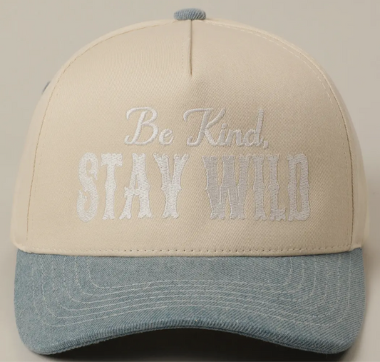 HR-Be Kind Stay Wild Vintage two tone trucker+ Lux Denim