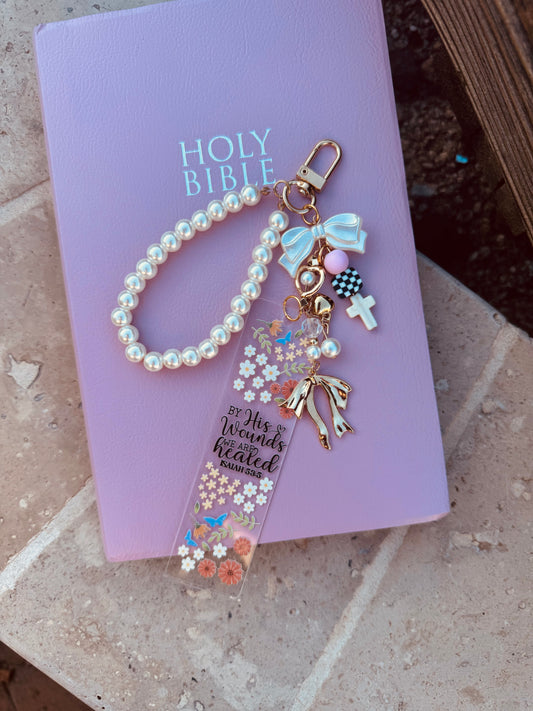 BBC-BIBLE VERSE +hand beaded+by his wounds we are healed 3