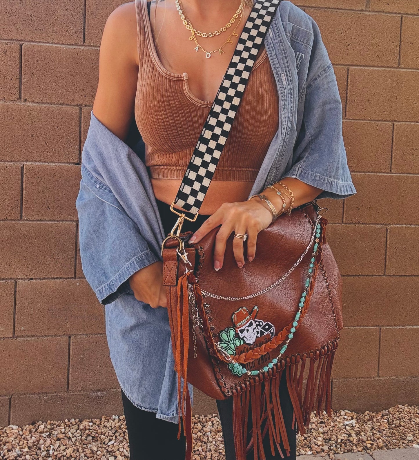 FC-wild ones turquoise skull* - crossbody strap included** The Jerome**