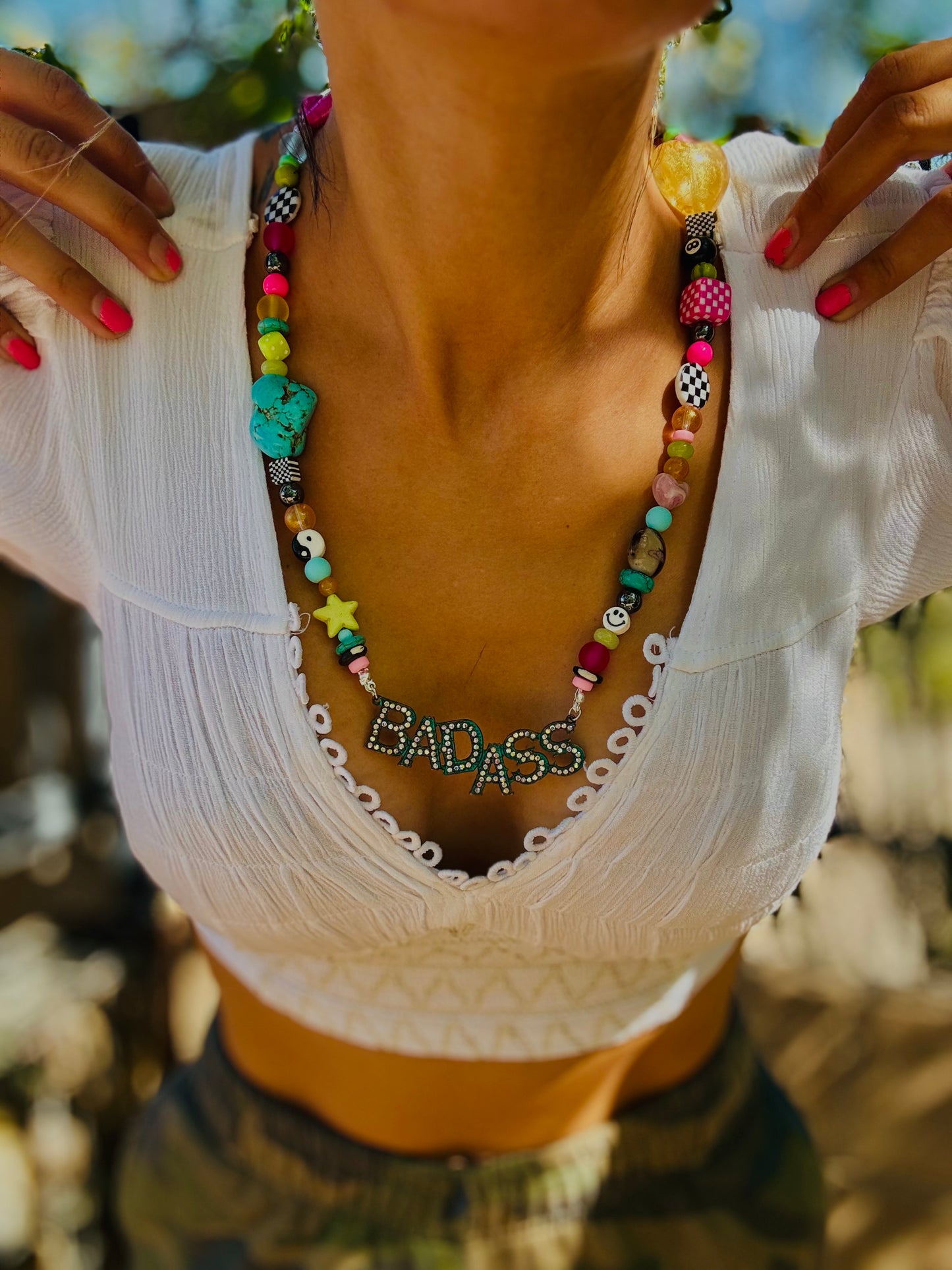 NC- whimsy bad$$ +Handmade chunky beaded necklace
