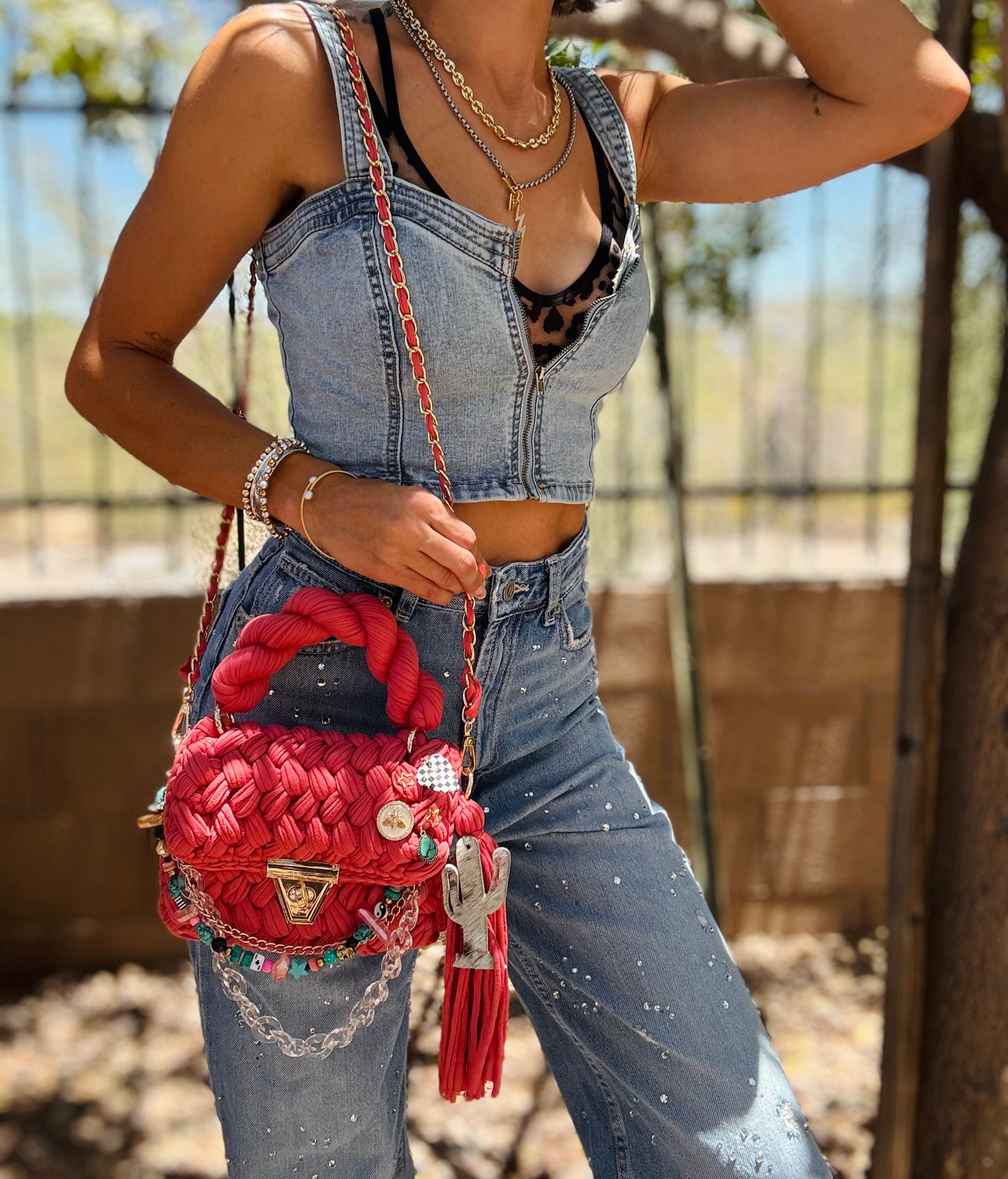 RG- bright pink cowhide Saguaro￼+ THE SERENA (medium bag)