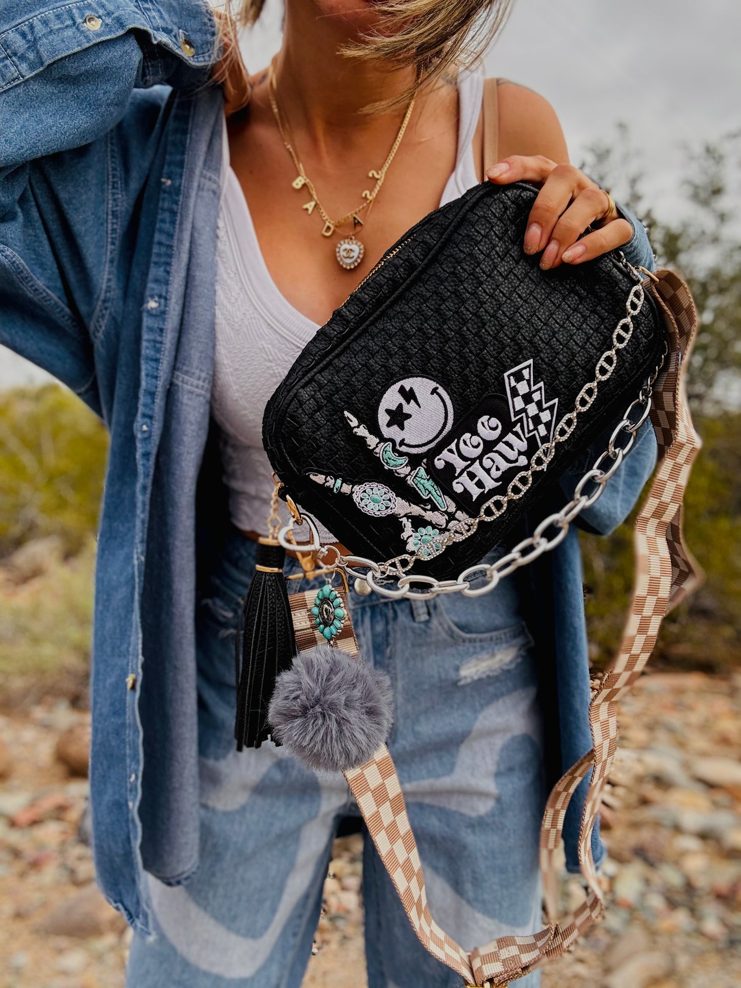 NY - YEE HAW TURQUOISE BADDIE-black OG *Page Bag*2 straps included
