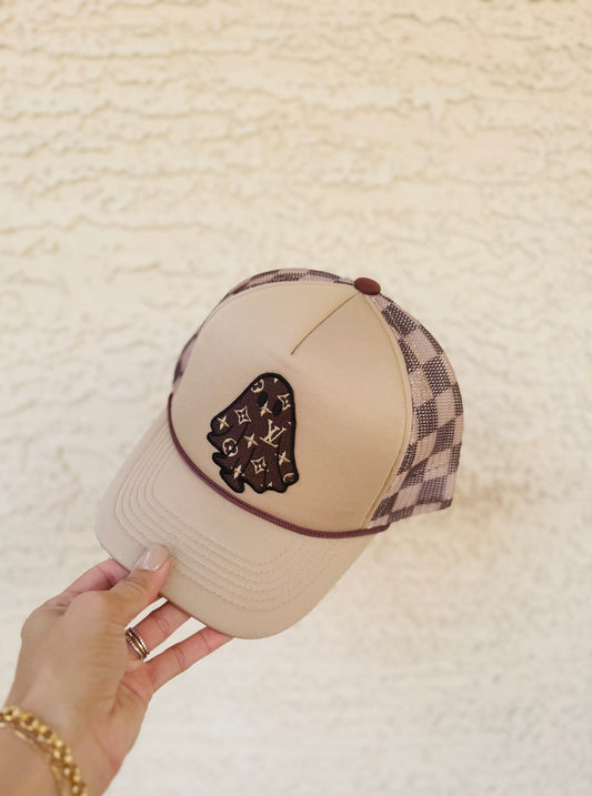 BOO-brown boojee ghost - checkered foam snapback