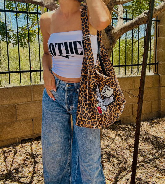 RTS-RED LEOPARD EAGLE - Light corduroy hobo tote strap tie