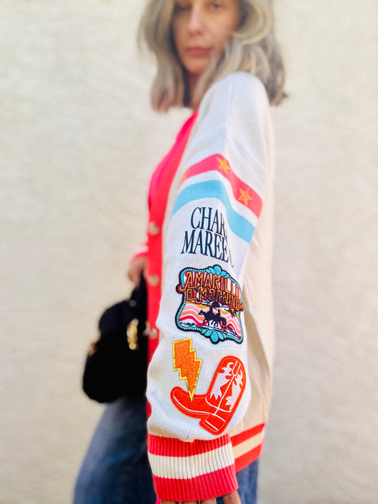 BBH-CHERRY BOMBER CARDIGAN +Amarillo by morning +￼ CM CO. babes