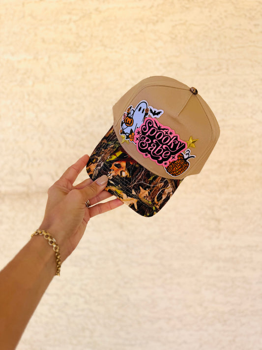 BOO-SPOOKY BABE GHOSTIE 10-vintage CAMO canvas snapback