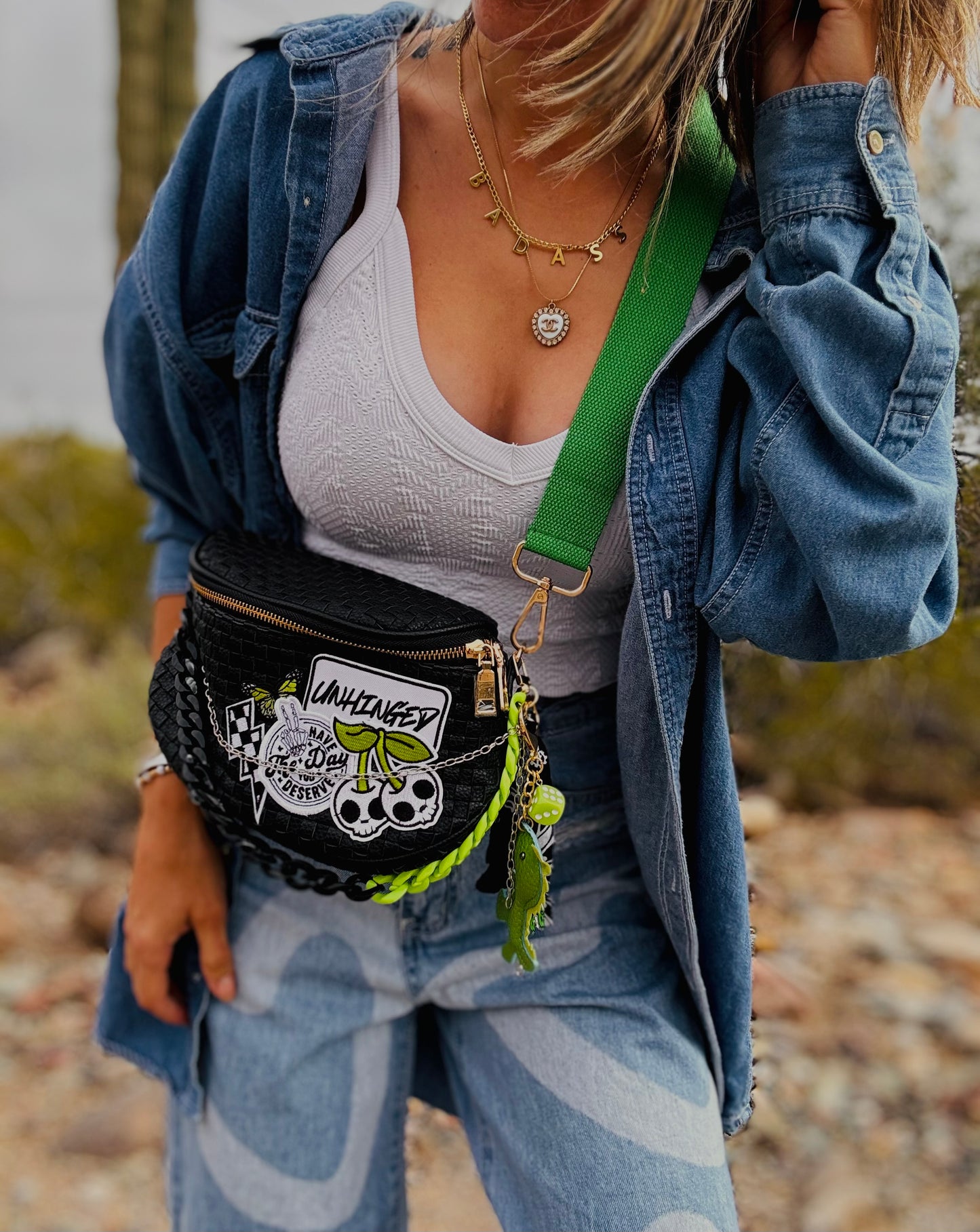 NY- unhinged day you deserve green babe +PHOENIX BAG