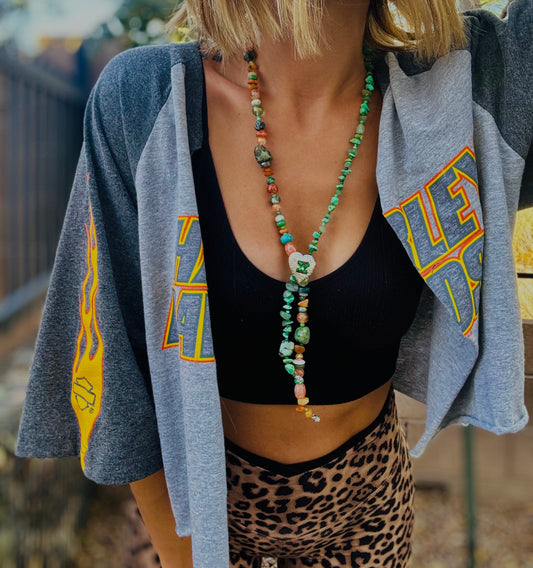 NC-heart bolo +Handmade chunky beaded necklace