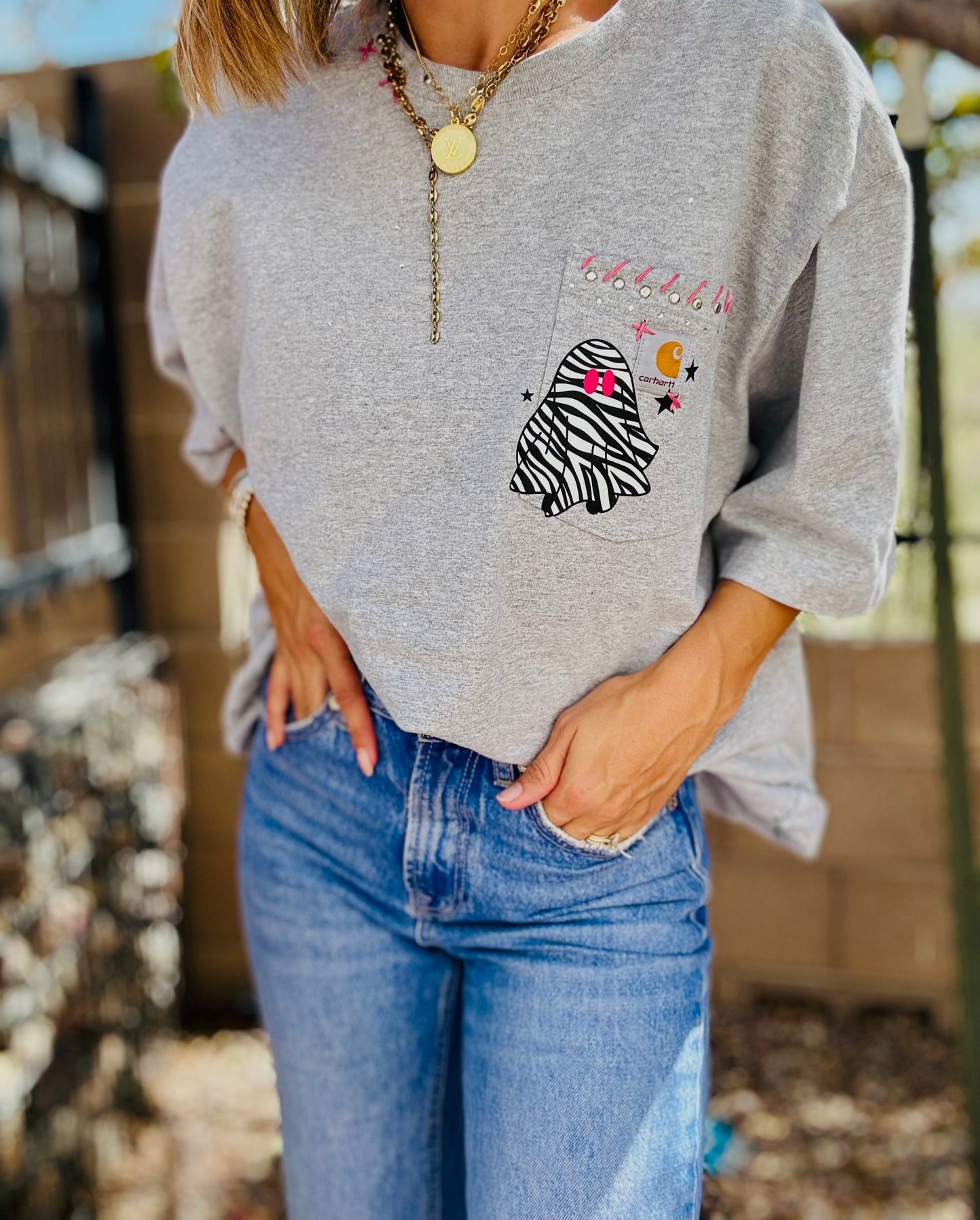 MD- grey zebra ghostie+HUSBAND POCKET SHIRT -XL