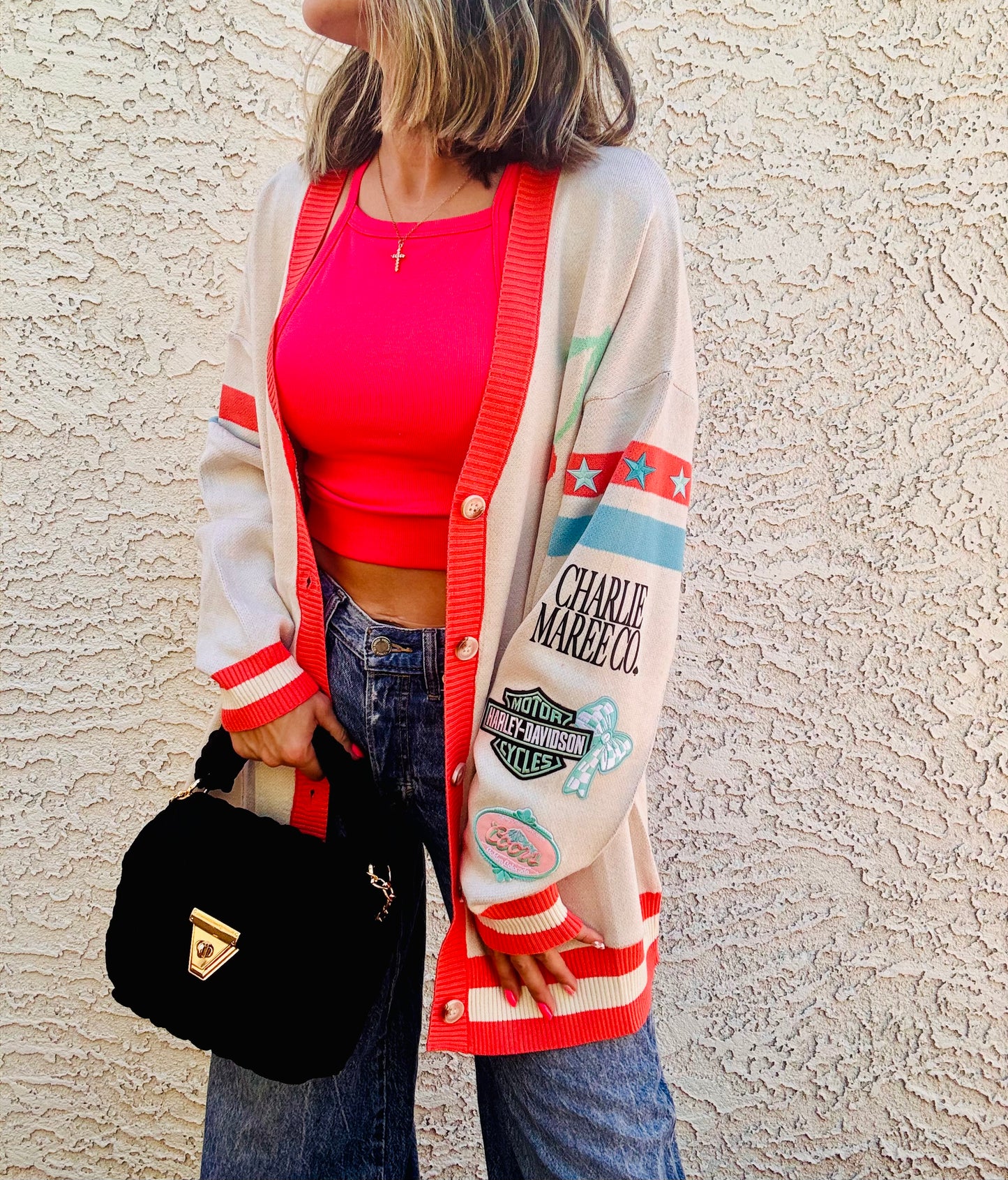 BBH-CHERRY BOMBER CARDIGAN + bike babe Teal +￼ CM CO. babes