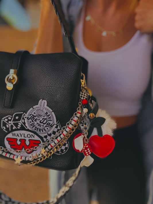 FC-day you deserve Waylon handbeaded charms+black bag with printed guitar strap *TOMBSTONE*