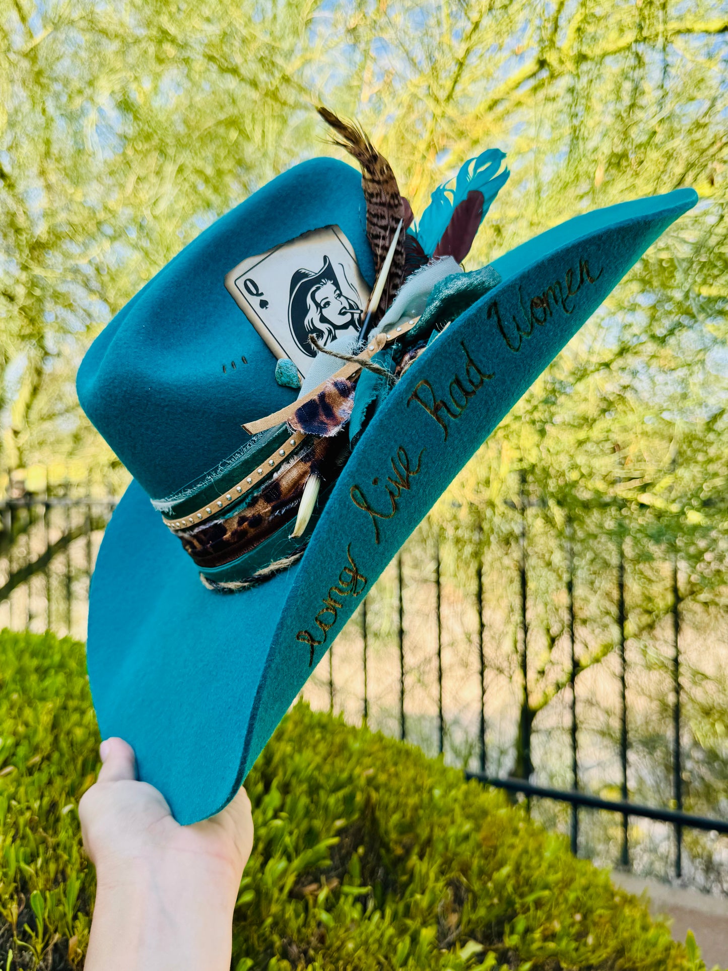 NU-long live rad women teal green  -Traditional Cowboy fit American Hat Co. felt Medium adjustable
