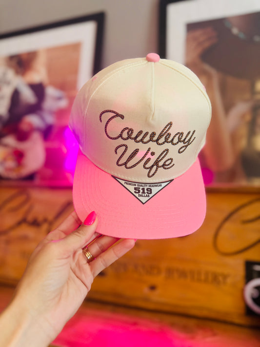 CT- COWBOY WIFE * pink two tone canvas SNAPBACK TRUCKER