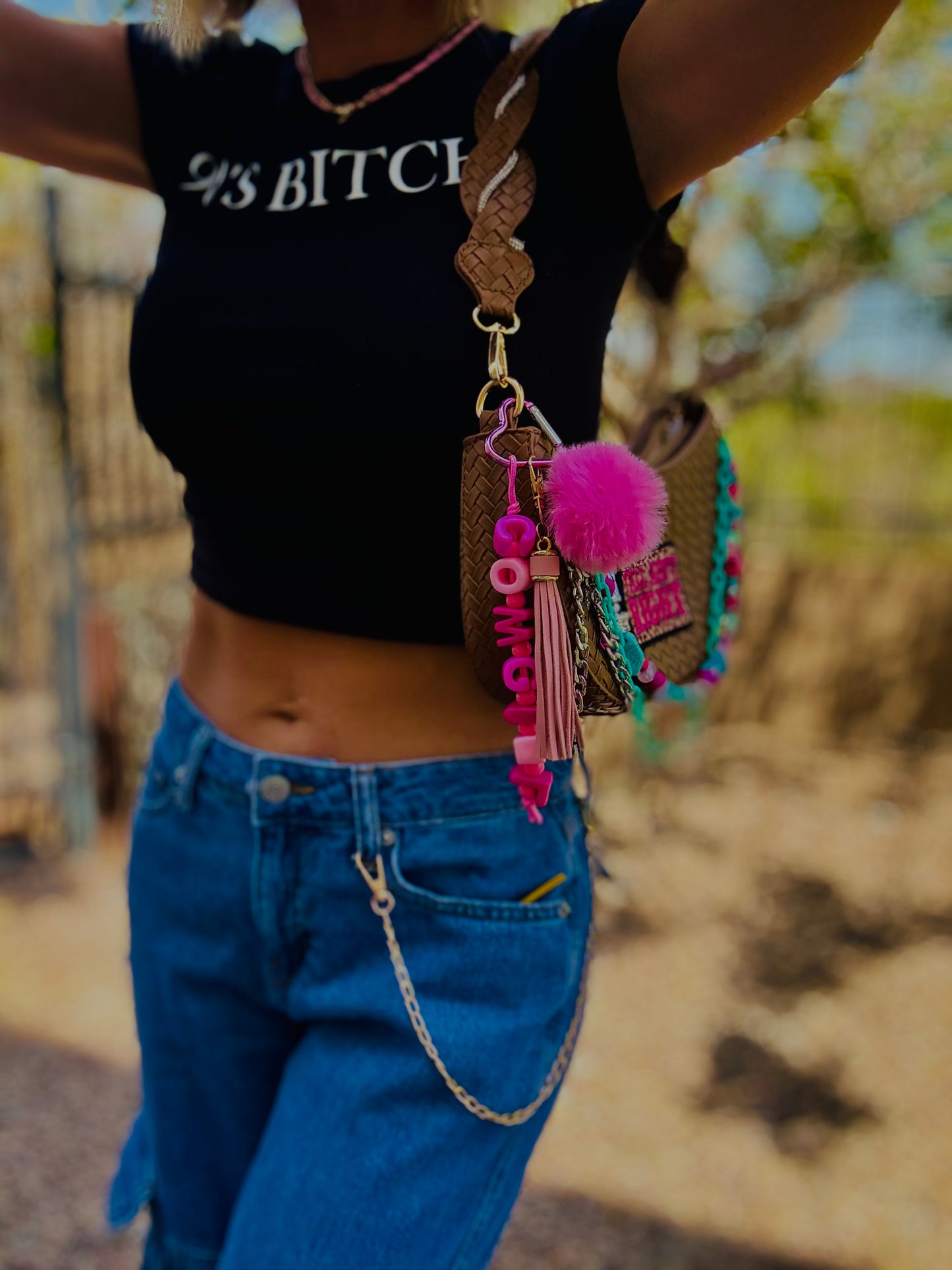 CC-  Yall ain’t right neon + Braided modern Shoulder Bag￼ *THE SAMANTHA** 2 straps