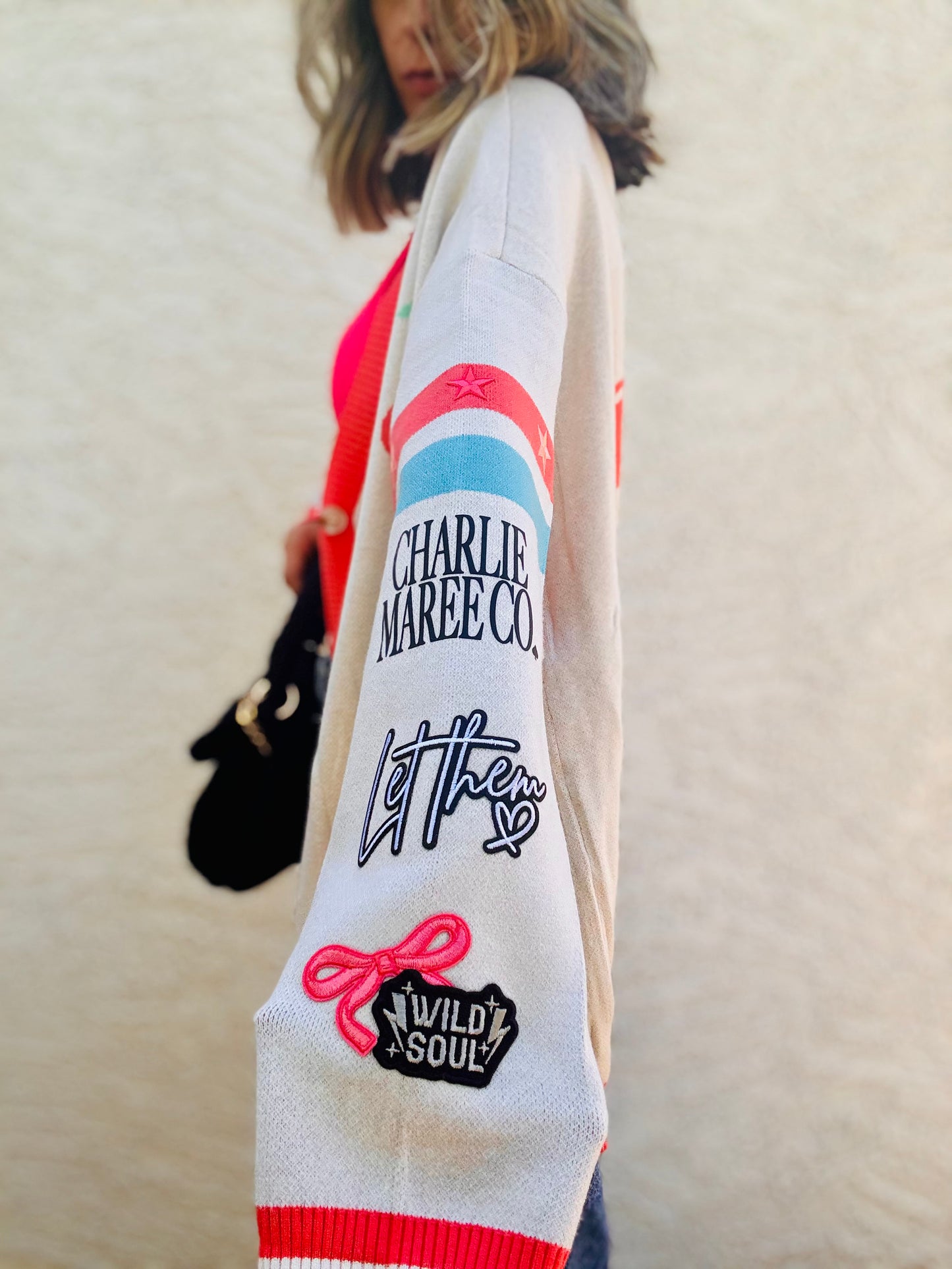 BBH-CHERRY BOMBER CARDIGAN +let them wild soul +￼ CM CO. babes