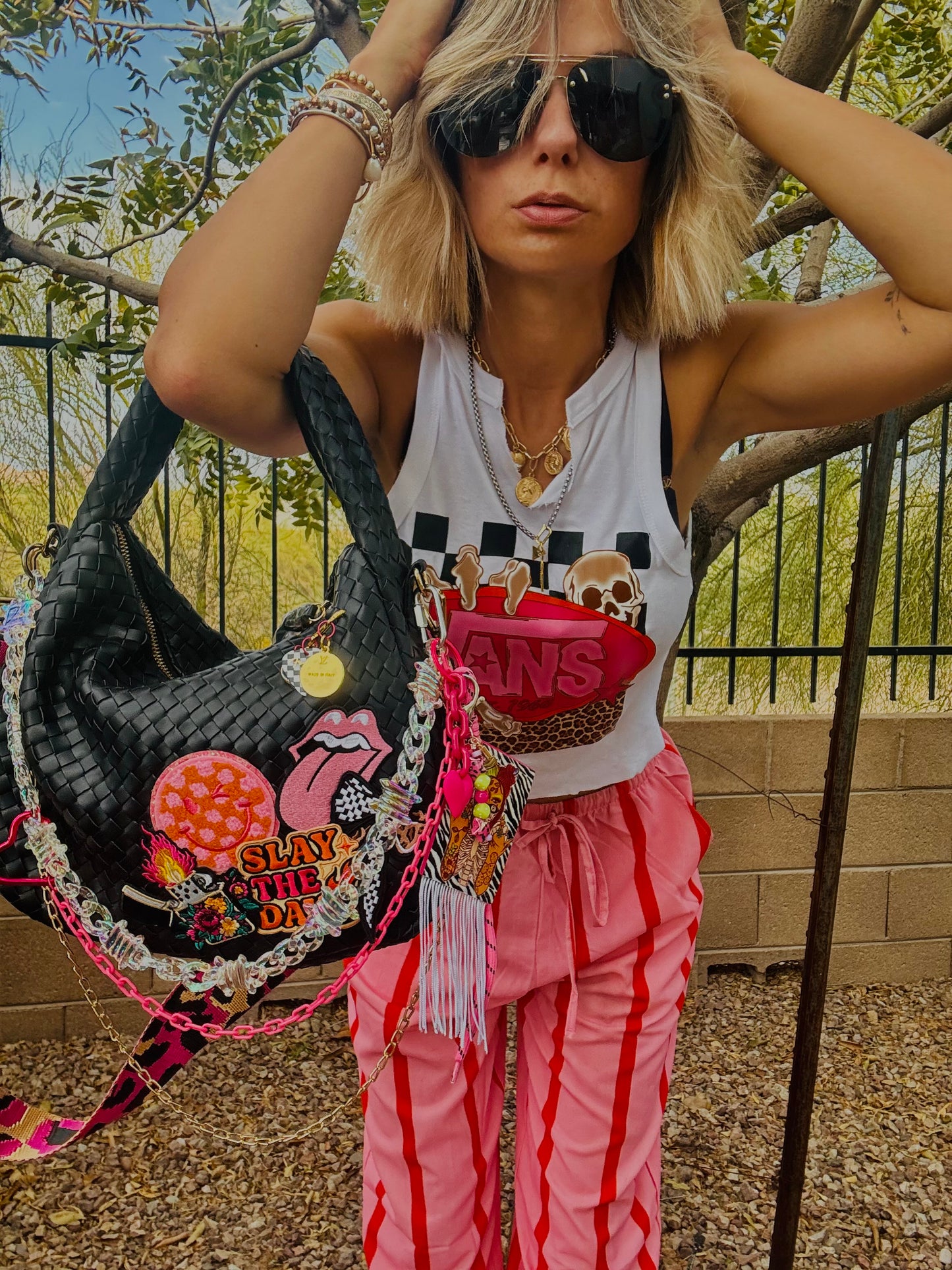 CO-  slay the day pink neon baddie  + CHANDLER BAG* comes with 2 straps worn 3 ways