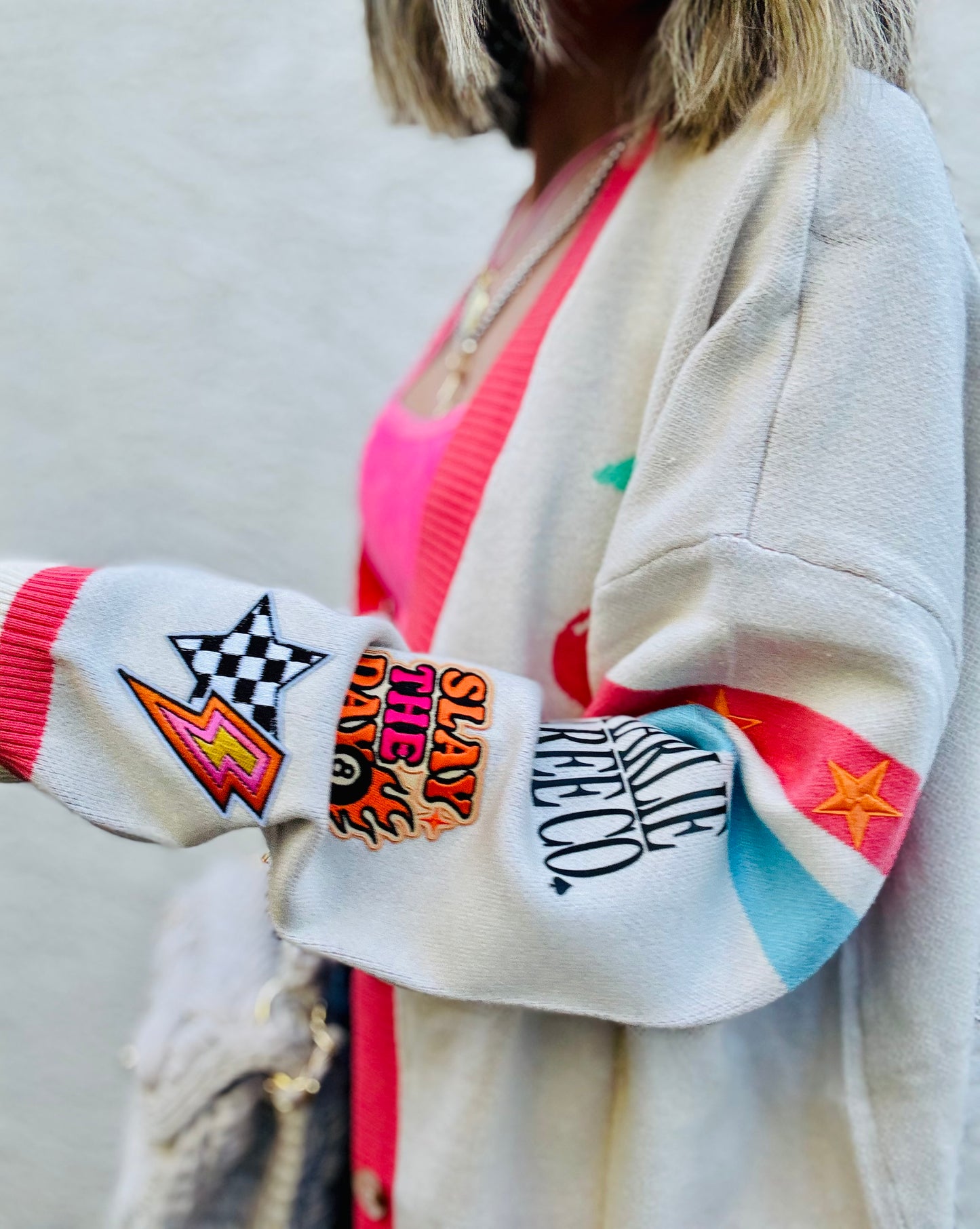 BBH-CHERRY BOMBER CARDIGAN +slay the day -CM CO. babes